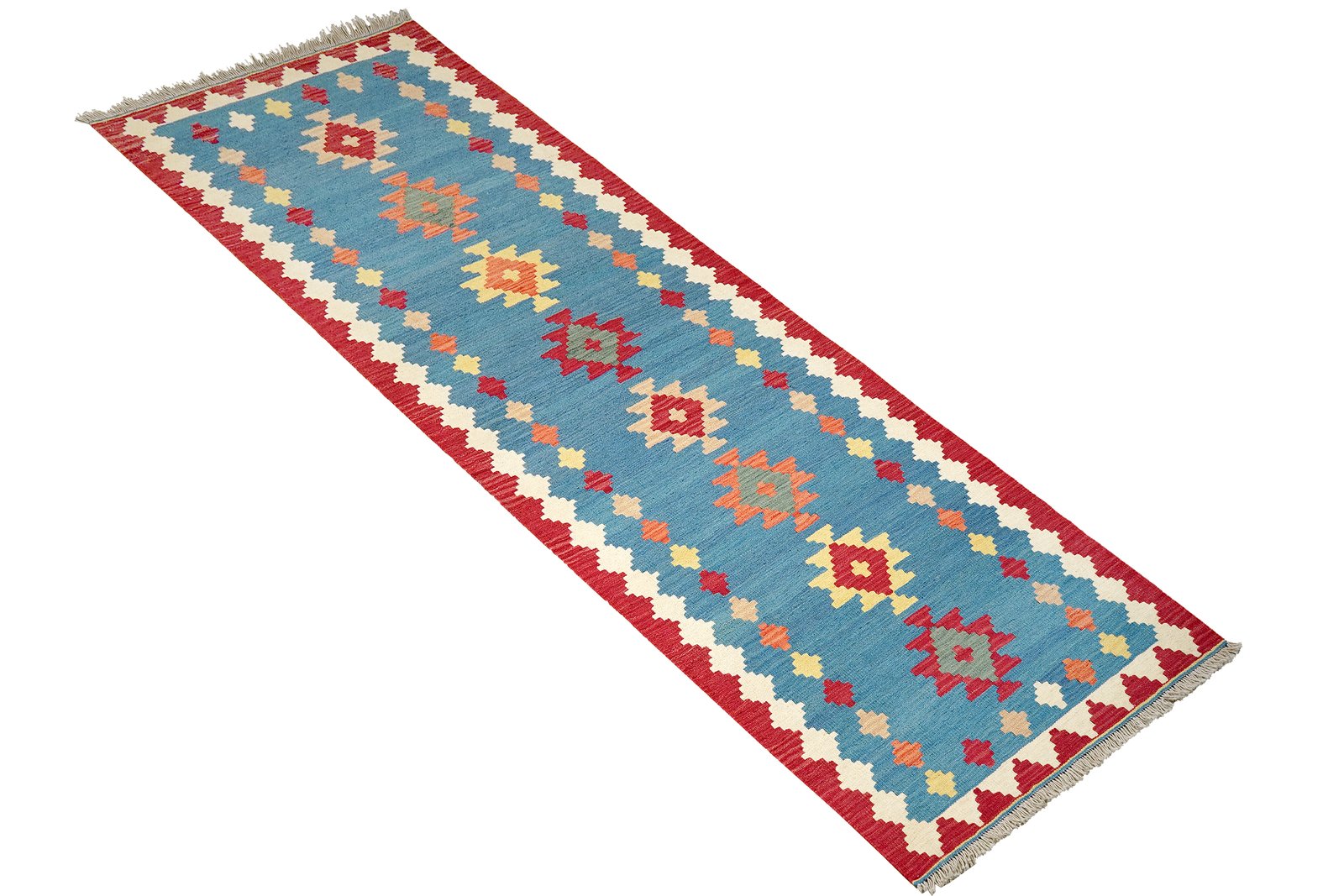Kelim Gashgai — Handmade, 85x298 cm, Blue, 100% Virgin Wool | View 4
