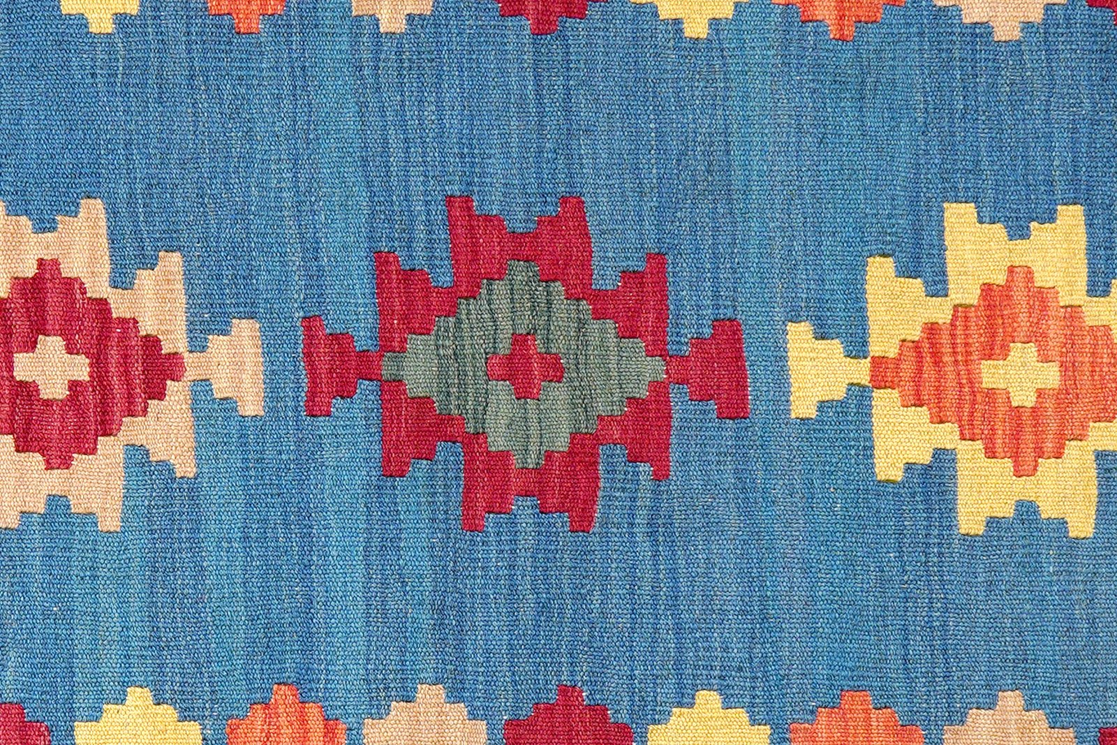 Kelim Gashgai — Handmade, 85x298 cm, Blue, 100% Virgin Wool | View 5