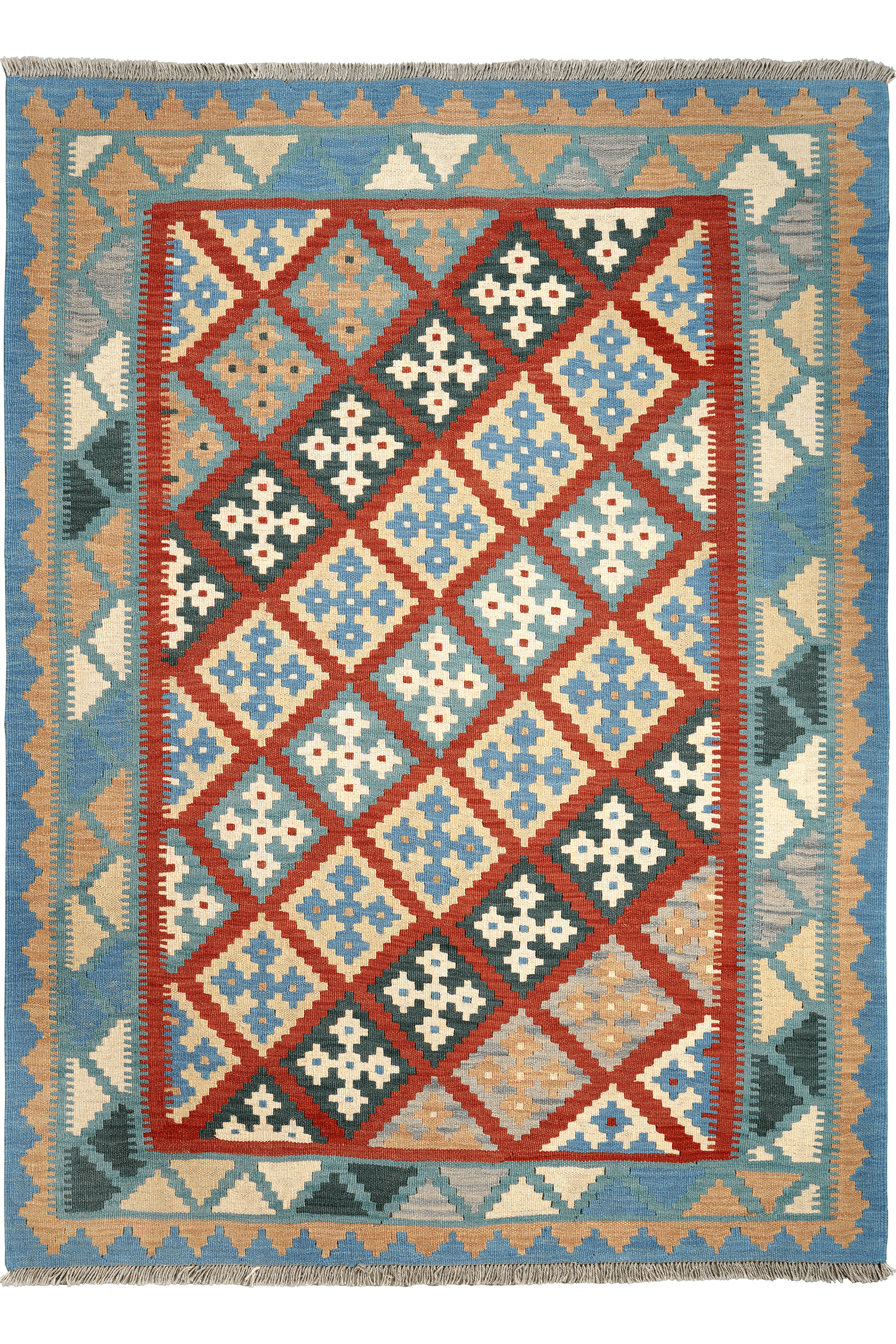 Kelim Gashgai — Handmade, 153x209 cm, Red, 100% Virgin Wool | Main view