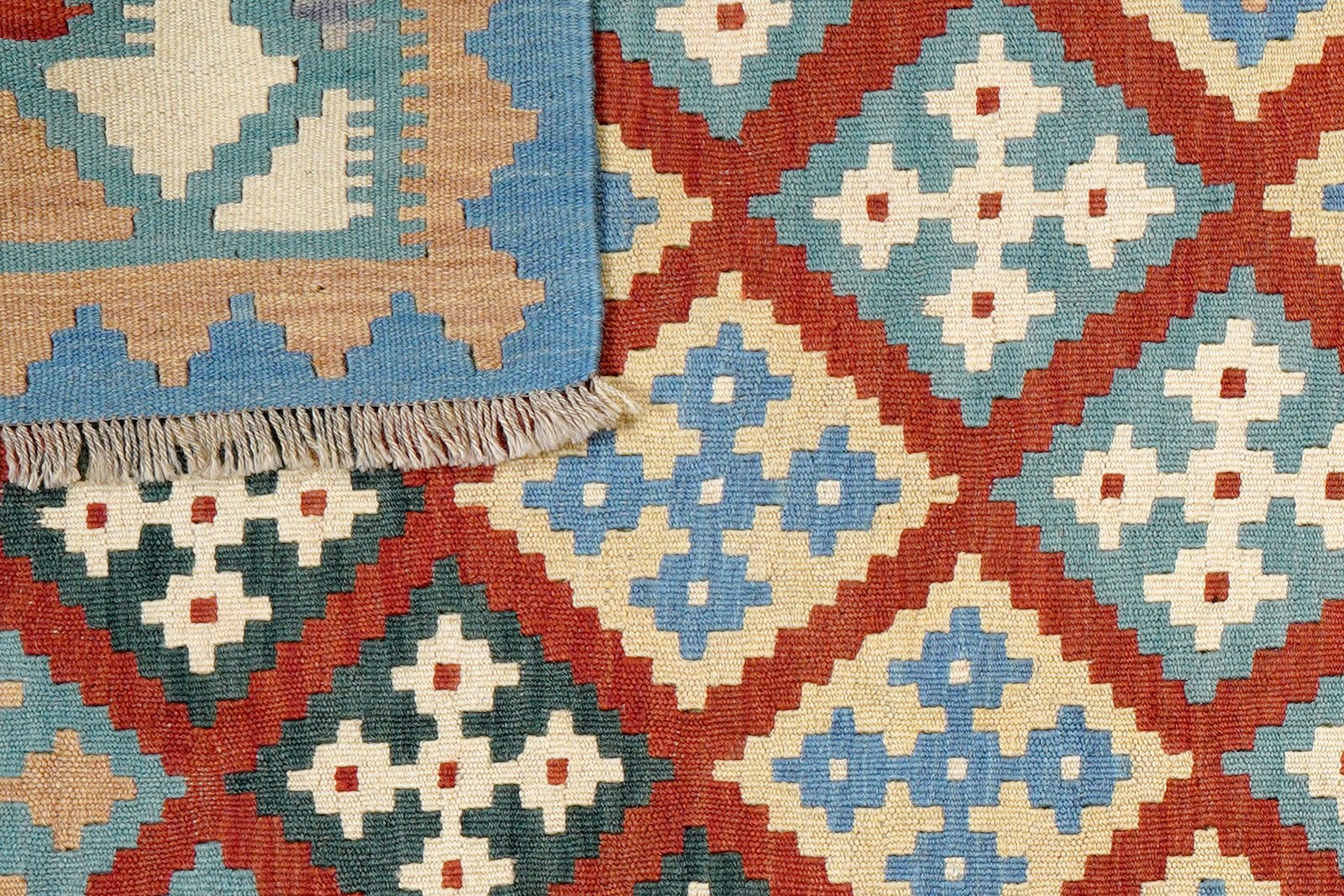 Kelim Gashgai — Handmade, 153x209 cm, Red, 100% Virgin Wool | View 6