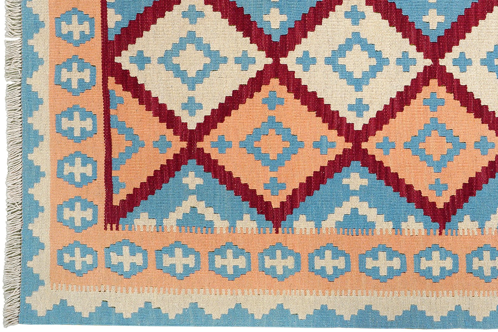 Kelim Gashgai — Handmade, 153x201 cm, Red, 100% Virgin Wool | View 3