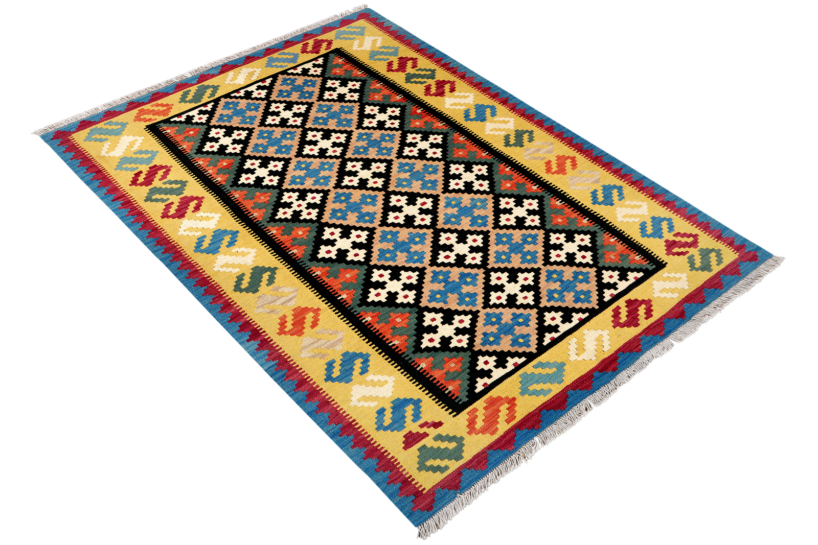 Kelim Gashgai — Handgefertigt, 192x153 cm, Gelb, 100% Virgin Wool | View 5