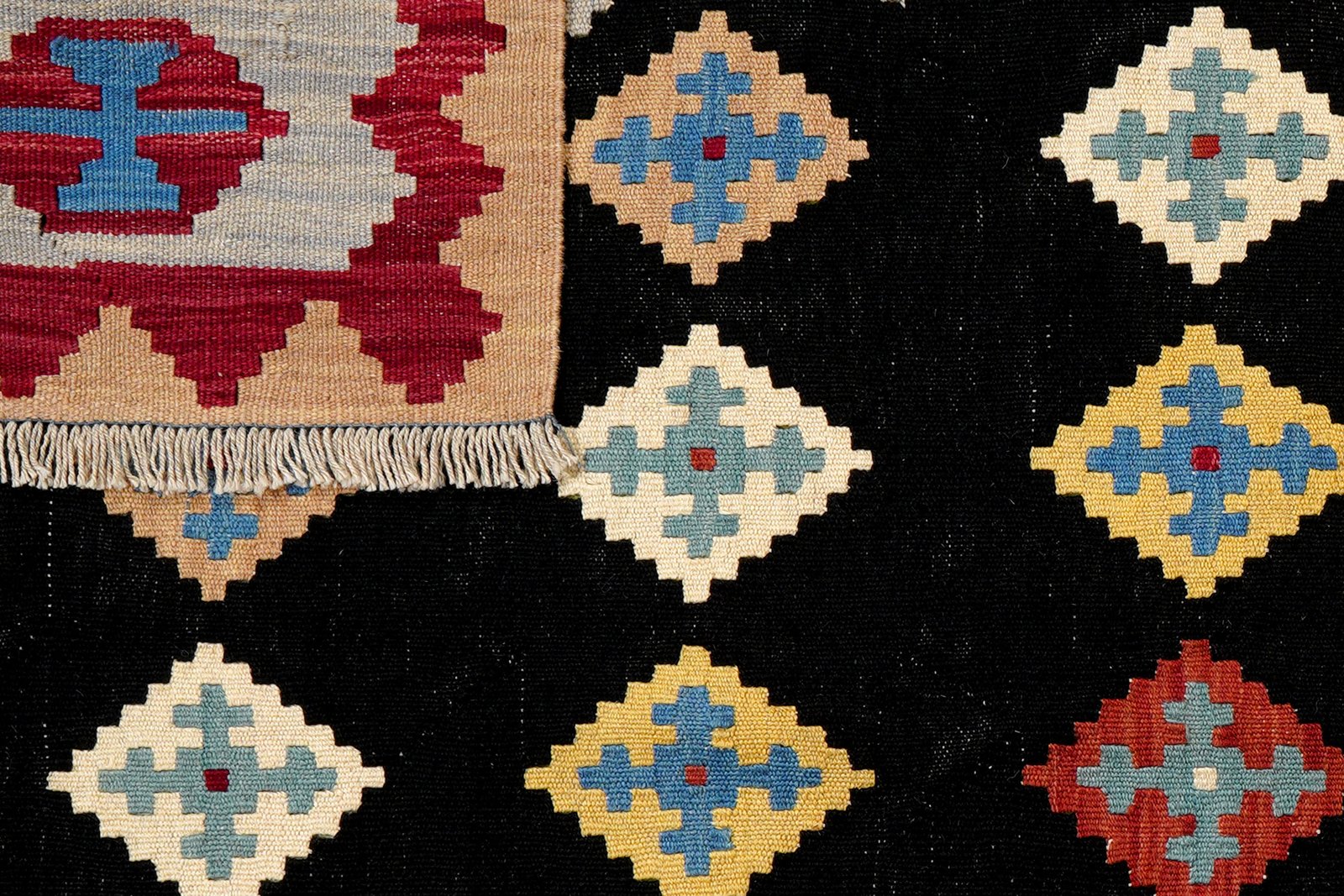 Kelim Gashgai — Handmade, 149x197 cm, Black, 100% Virgin Wool | View 6