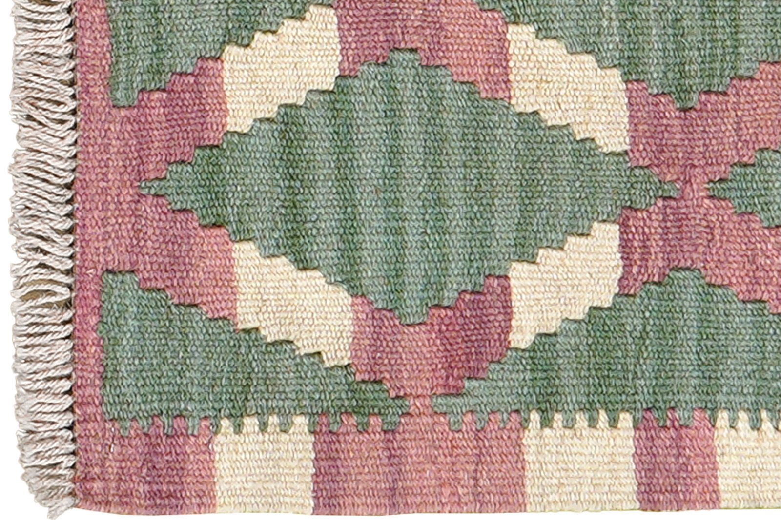 Kelim Gashgai — Handmade, 46x60 cm, Green, 100% Virgin Wool | View 3