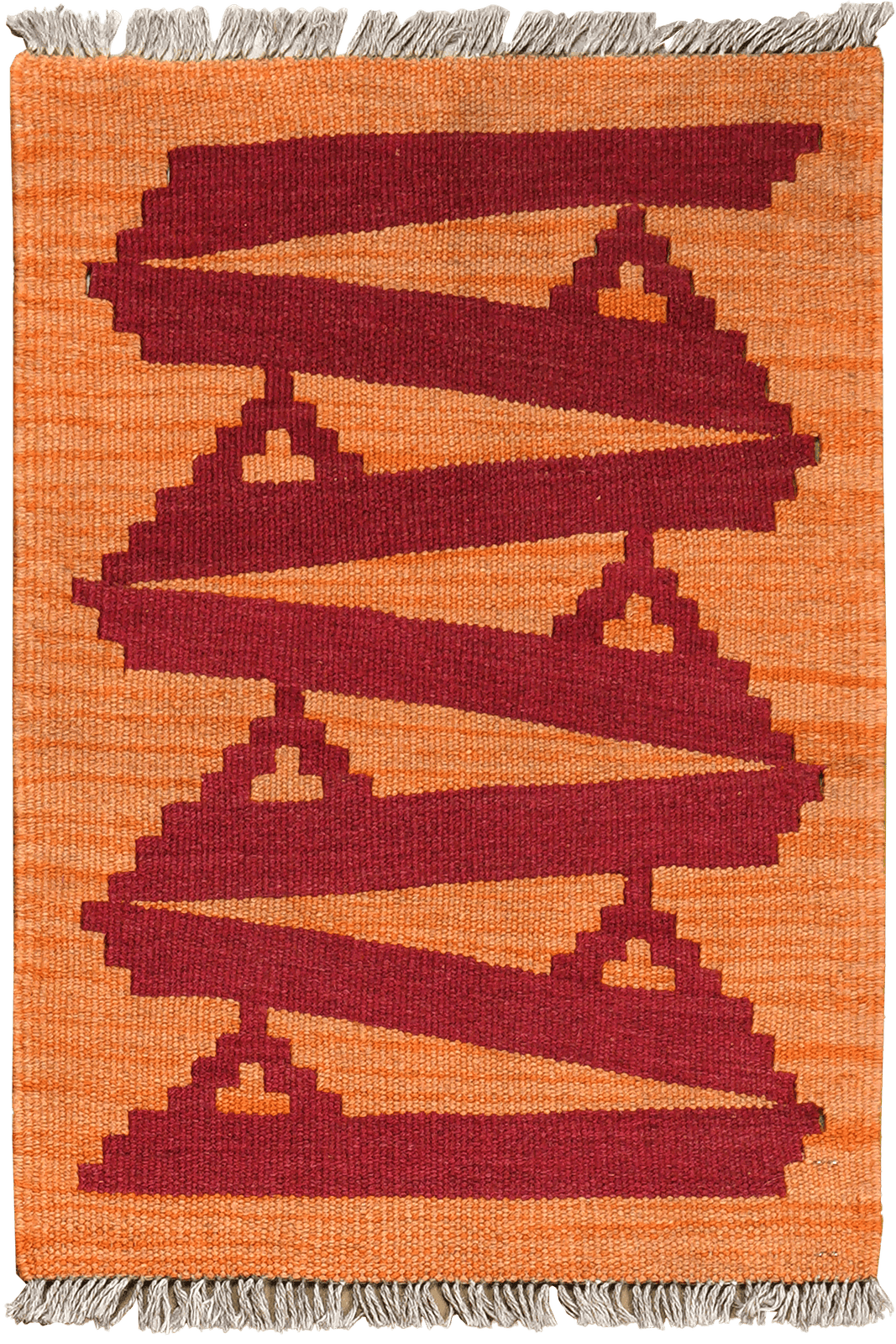 Kelim Gashgai — Handmade, 43x61 cm, Orange, 100% Virgin Wool | Main view