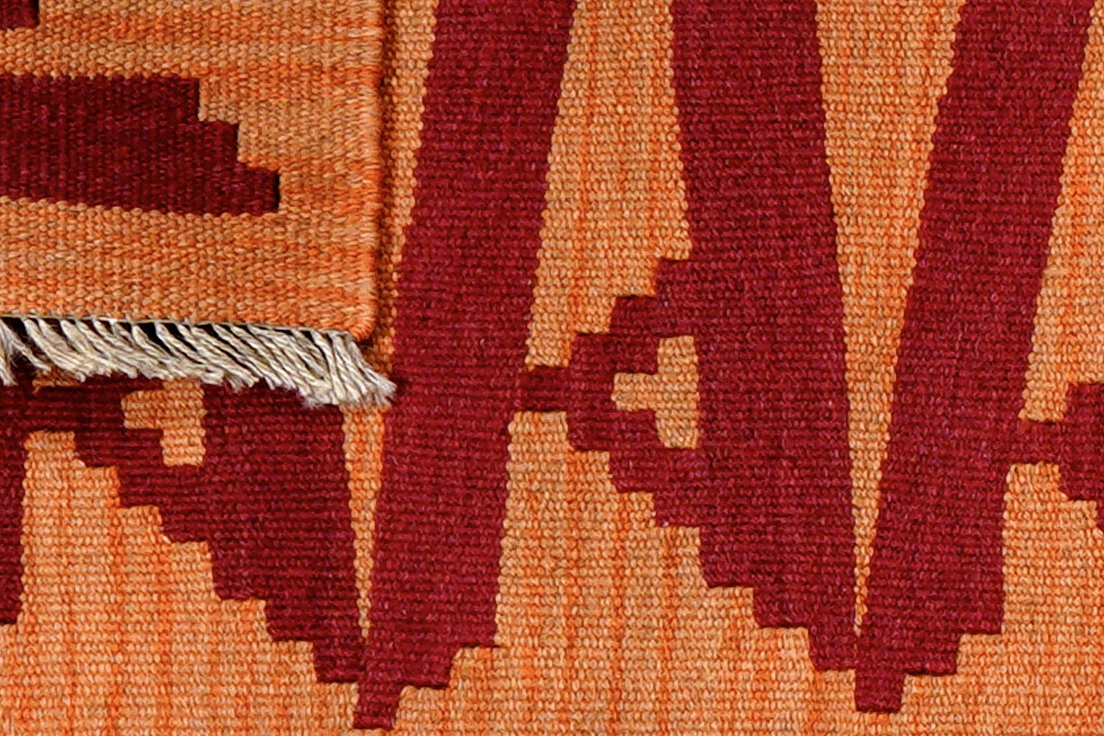 Kelim Gashgai — Handmade, 43x61 cm, Orange, 100% Virgin Wool | View 6