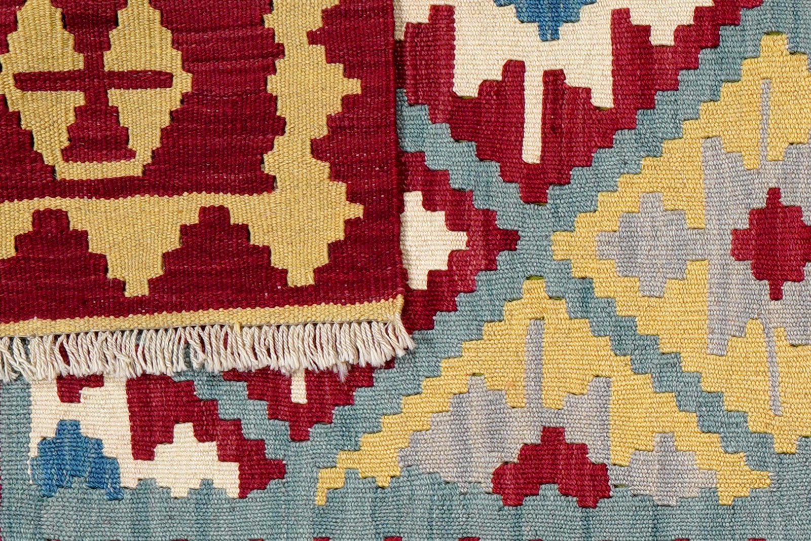 Kelim Gashgai — Handmade, 102x150 cm, Blue, 100% Virgin Wool | View 6