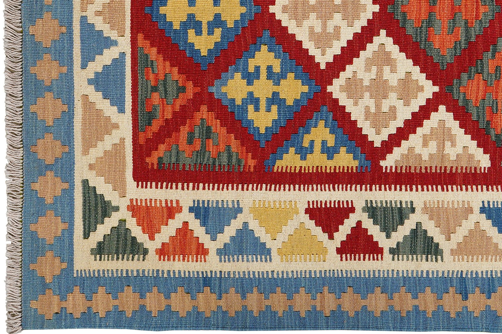 Kelim Gashgai — Handmade, 122x178 cm, Red, 100% Virgin Wool | View 3