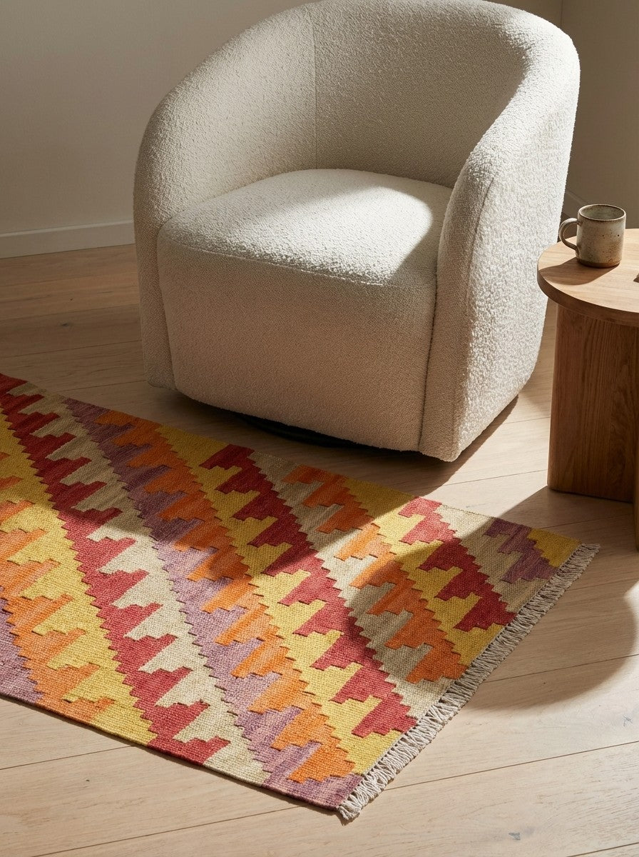 Kelim Gashgai — Handmade, 63x97 cm, Multicolor, 100% Virgin Wool | Detail view