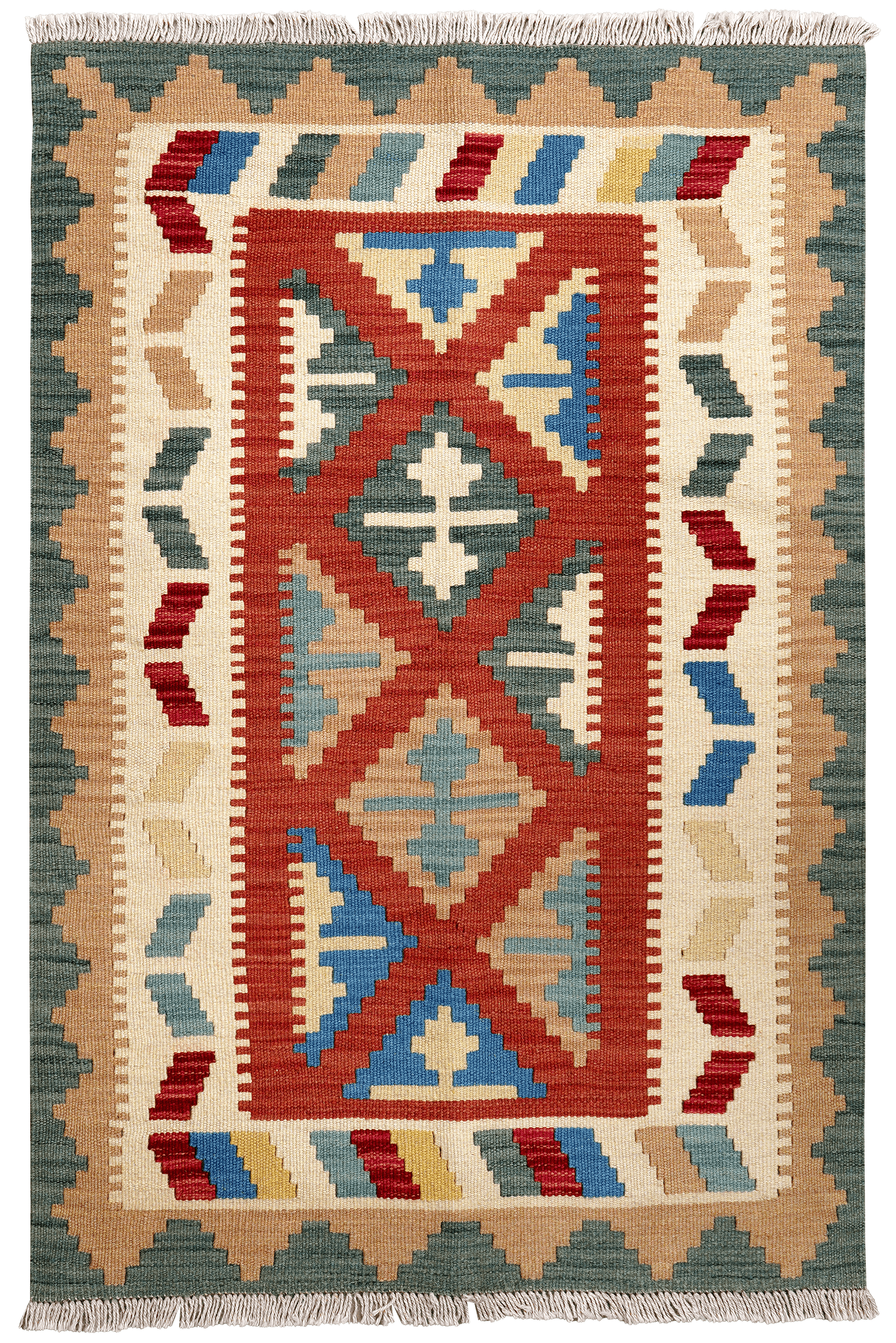 Kelim Gashgai — Handmade, 85x127 cm, Red, 100% Virgin Wool | Main view