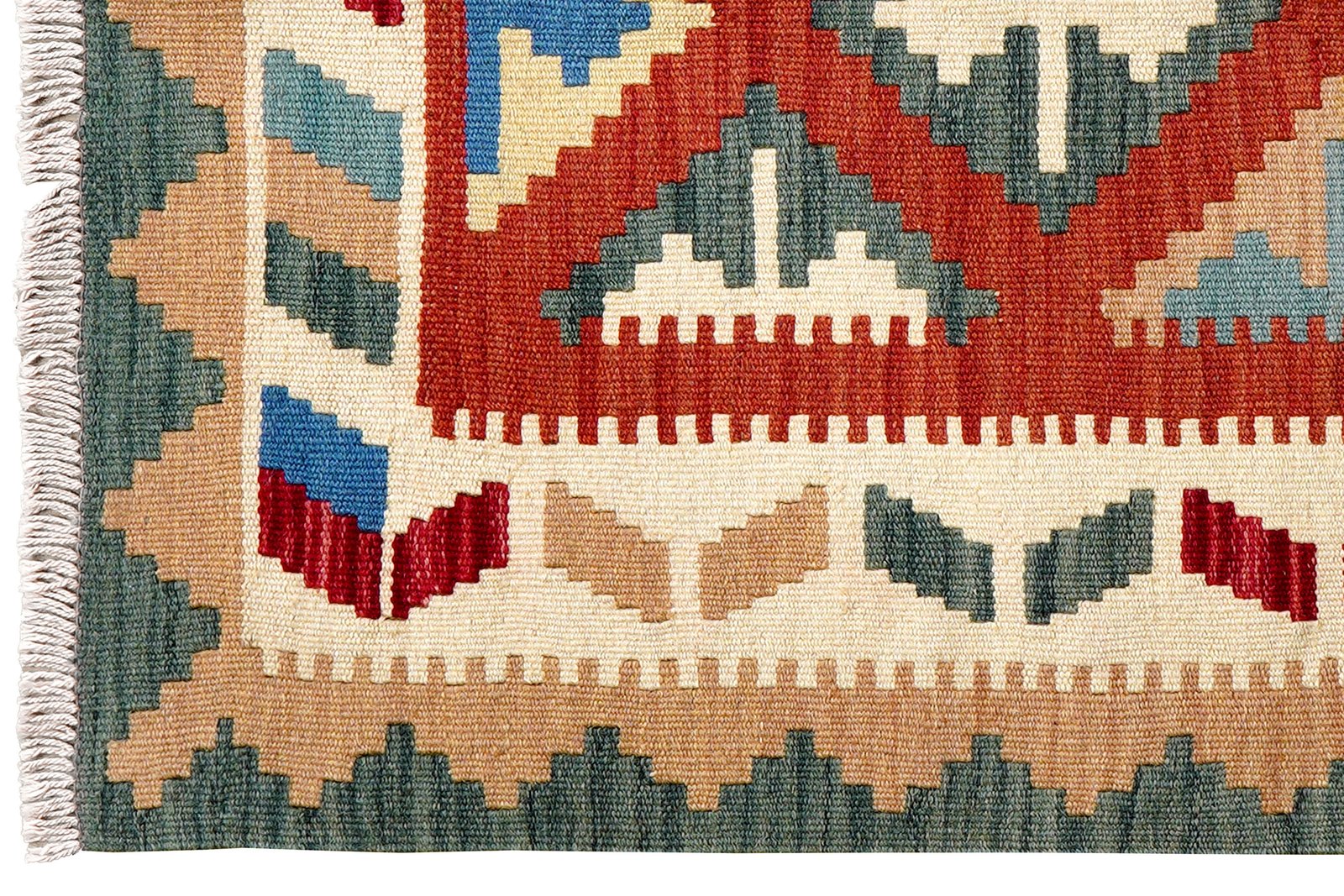Kelim Gashgai — Handmade, 85x127 cm, Red, 100% Virgin Wool | View 3
