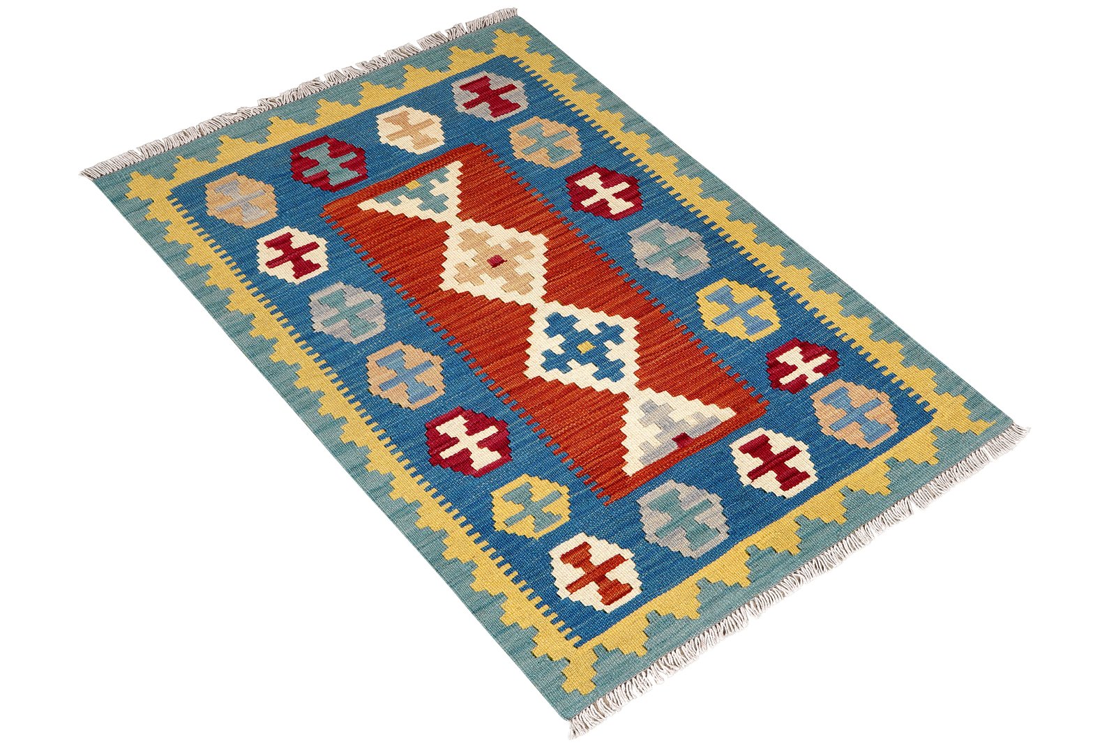 Kelim Gashgai — Handmade, 82x119 cm, Red, 100% Virgin Wool | View 4