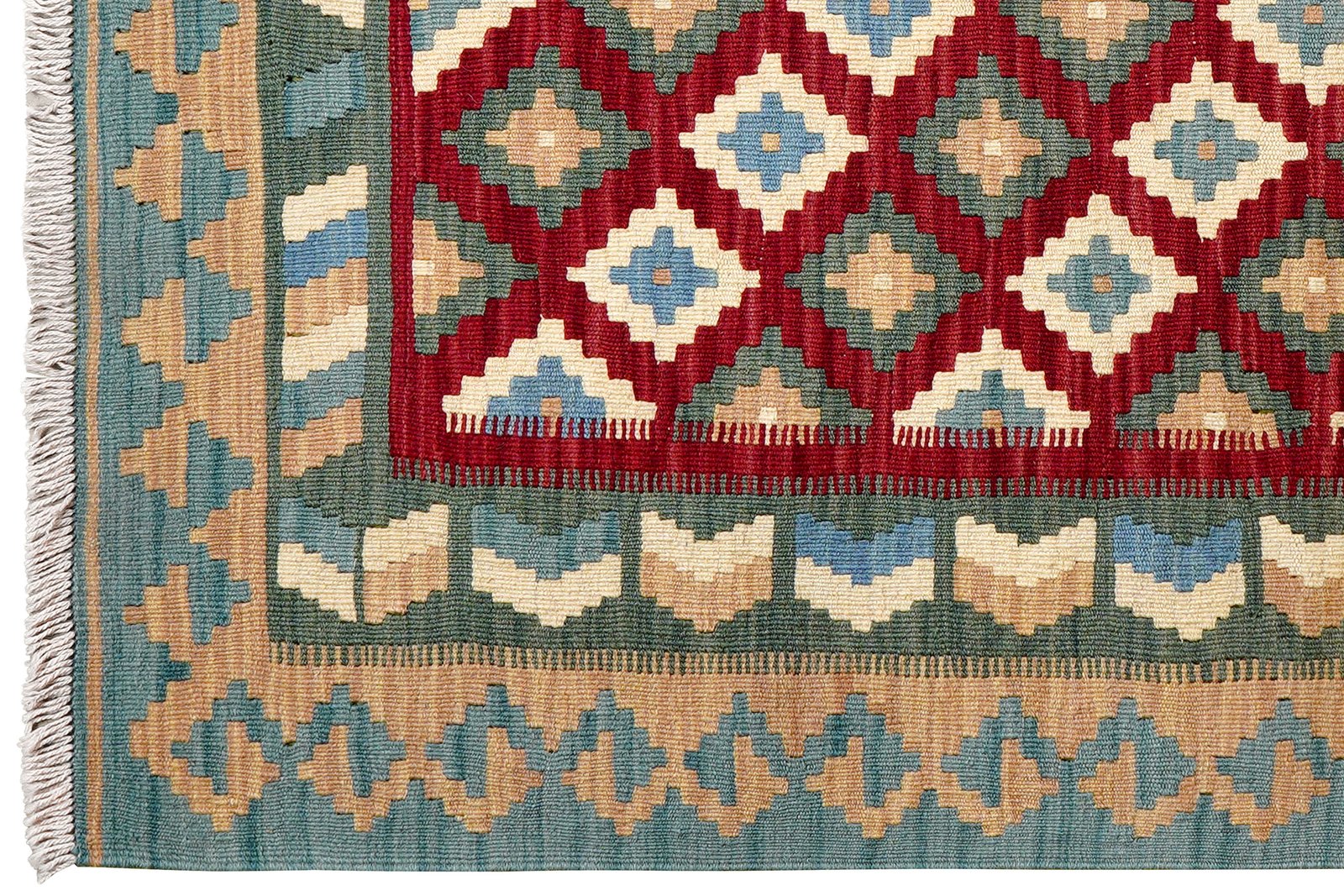 Kelim Gashgai — Handmade, 104x153 cm, Red, 100% Virgin Wool | View 3