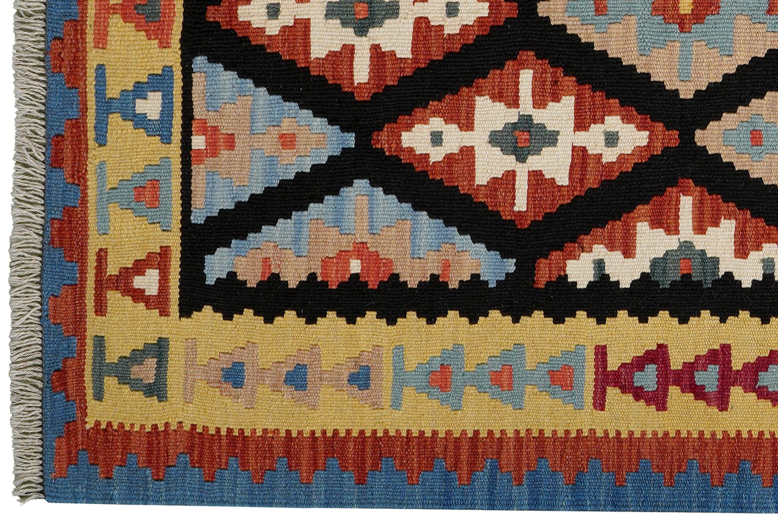 Kelim Gashgai — Handmade, 105x148 cm, Black, 100% Virgin Wool | View 3