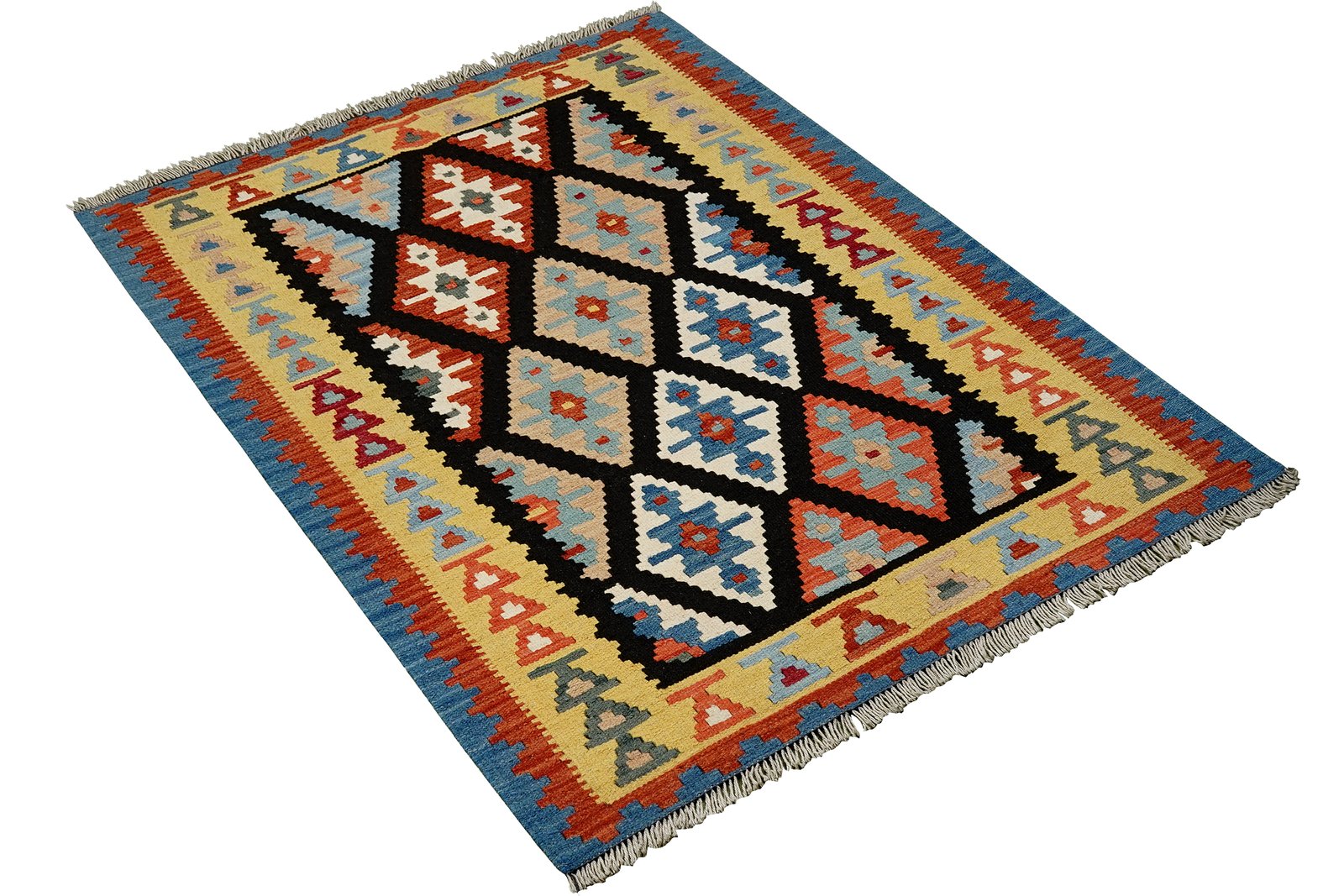 Kelim Gashgai — Handmade, 105x148 cm, Black, 100% Virgin Wool | View 4