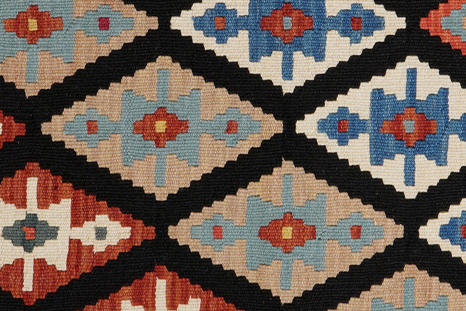 Kelim Gashgai — Handmade, 105x148 cm, Black, 100% Virgin Wool | View 5