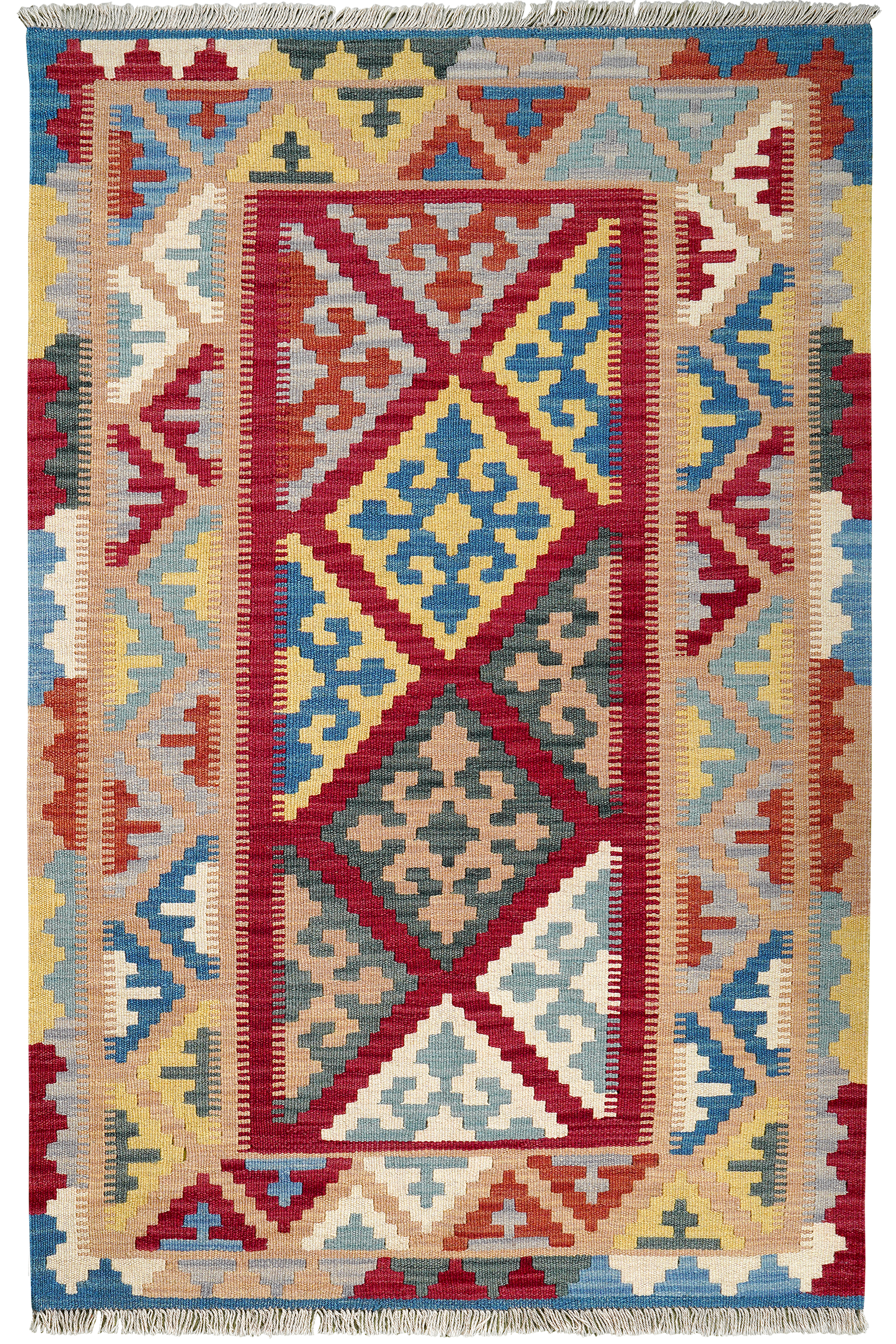 Kelim Gashgai — Handmade, 103x161 cm, Red, 100% Virgin Wool | Main view