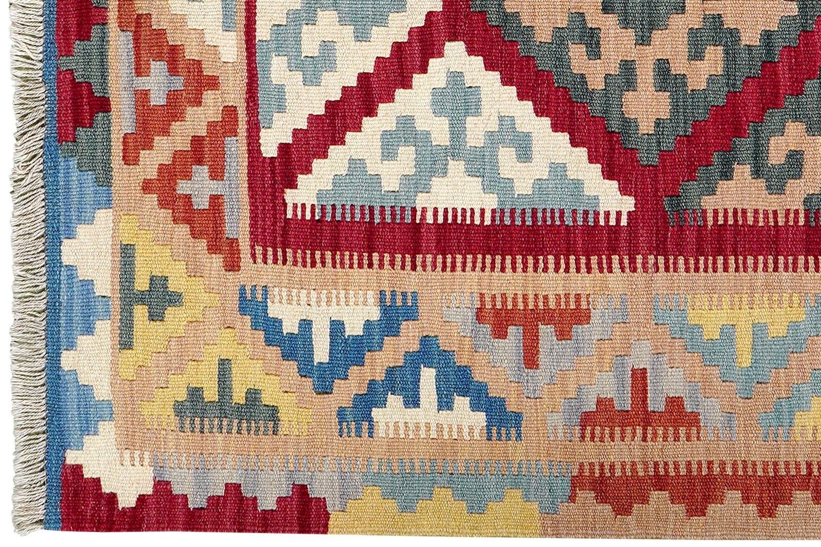 Kelim Gashgai — Handmade, 103x161 cm, Red, 100% Virgin Wool | View 3