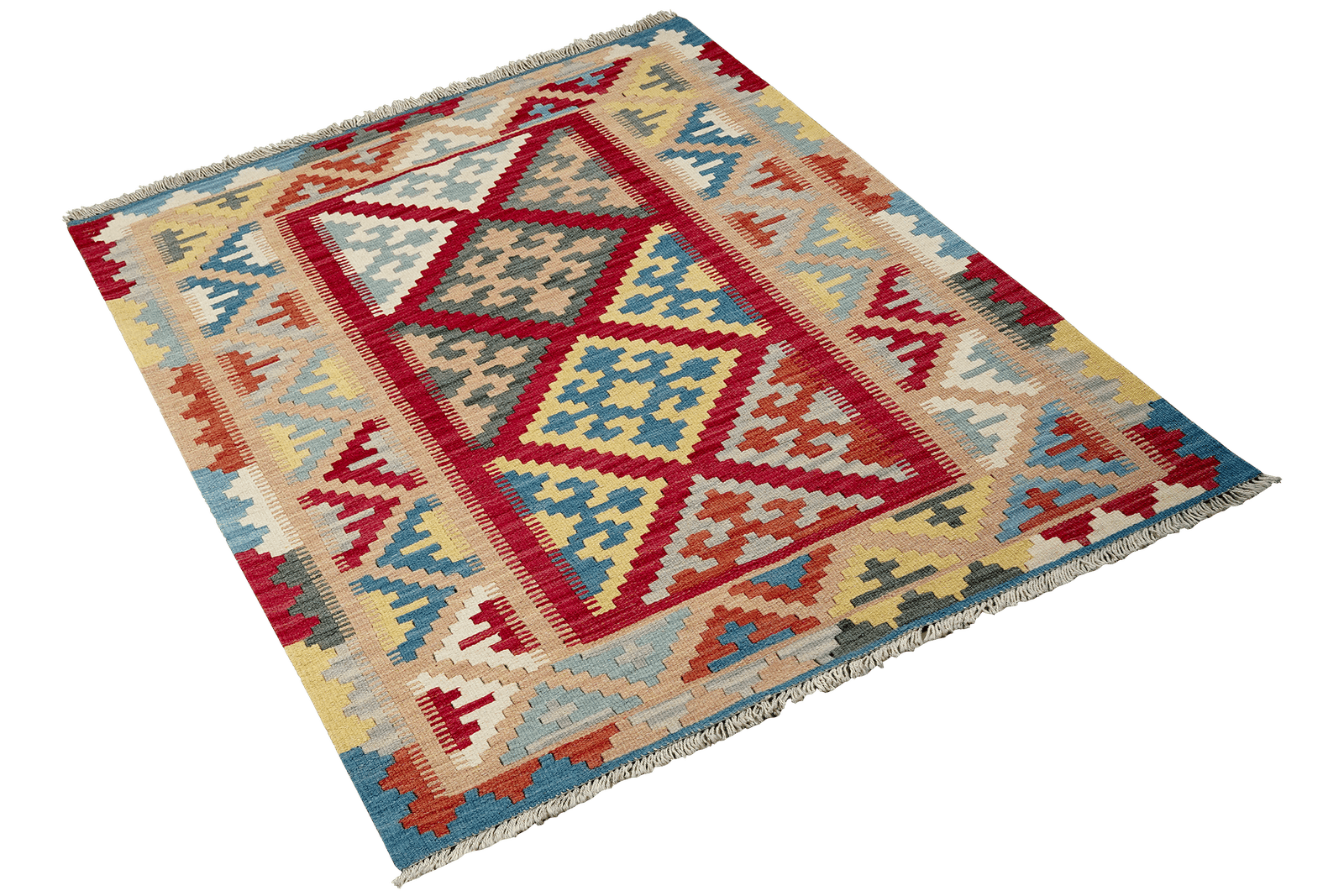 Kelim Gashgai — Handmade, 103x161 cm, Red, 100% Virgin Wool | View 4