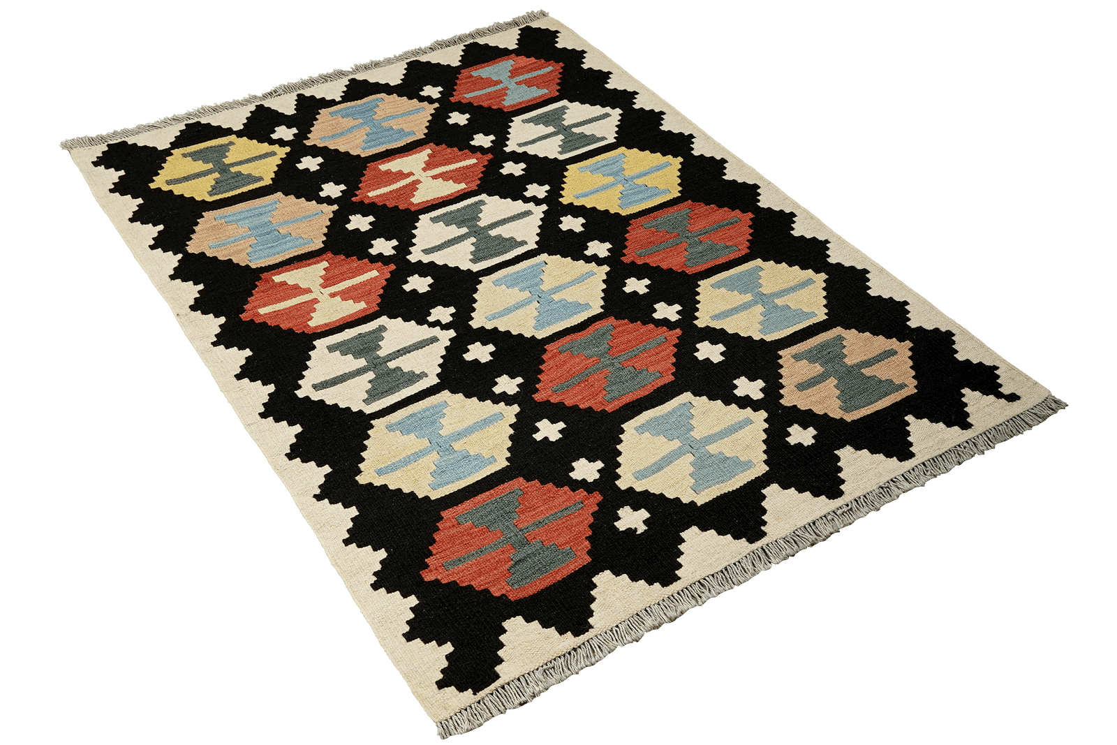 Kelim Gashgai — Handmade, 104x152 cm, Black, 100% Virgin Wool | View 4