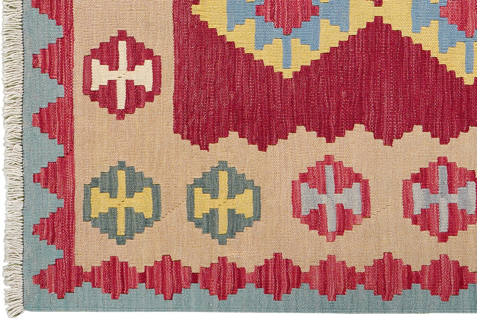Kelim Gashgai — Handmade, 109x164 cm, Red, 100% Virgin Wool | View 3