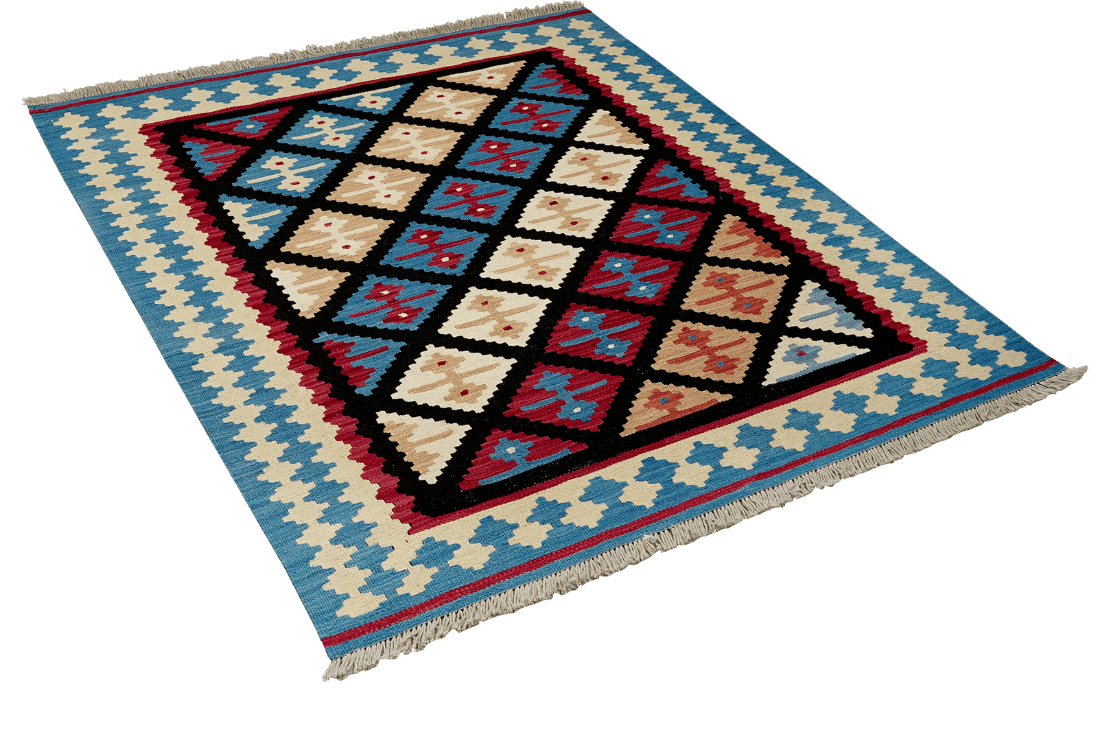 Kelim Gashgai — Handmade, 105x148 cm, Black, 100% Virgin Wool | View 4