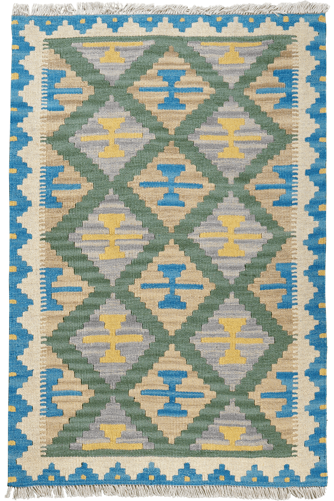 Kelim Gashgai — Handmade, 80x119 cm, Green, 100% Virgin Wool | Main view