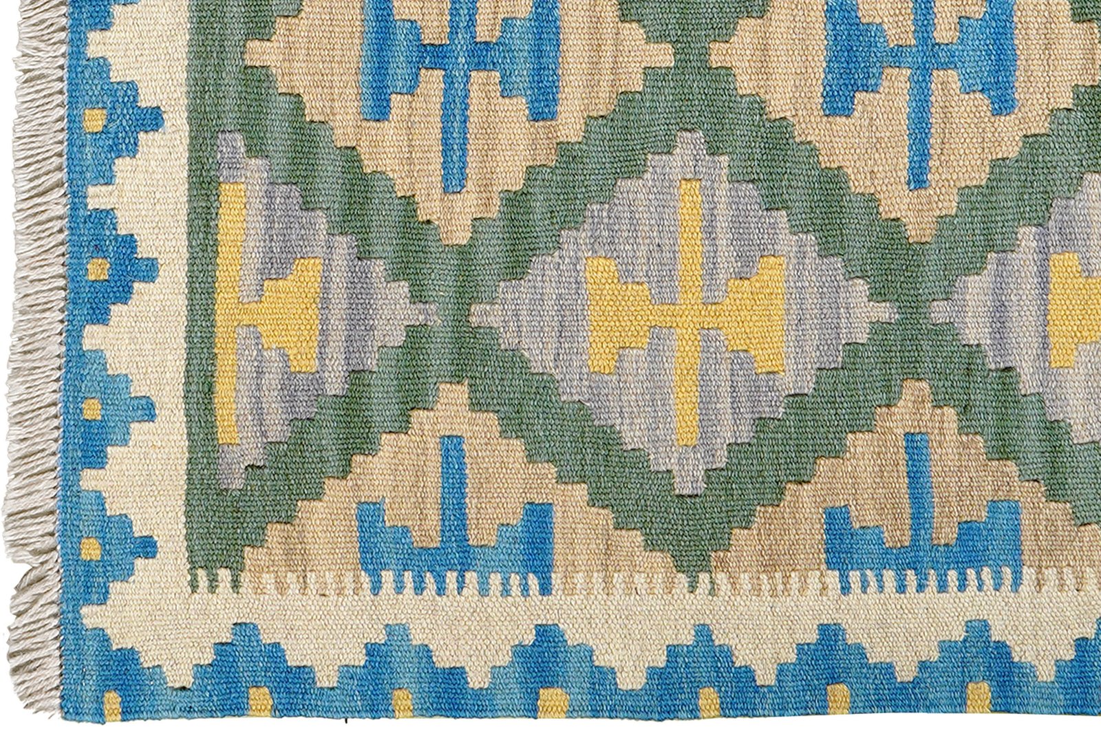 Kelim Gashgai — Handmade, 80x119 cm, Green, 100% Virgin Wool | View 3