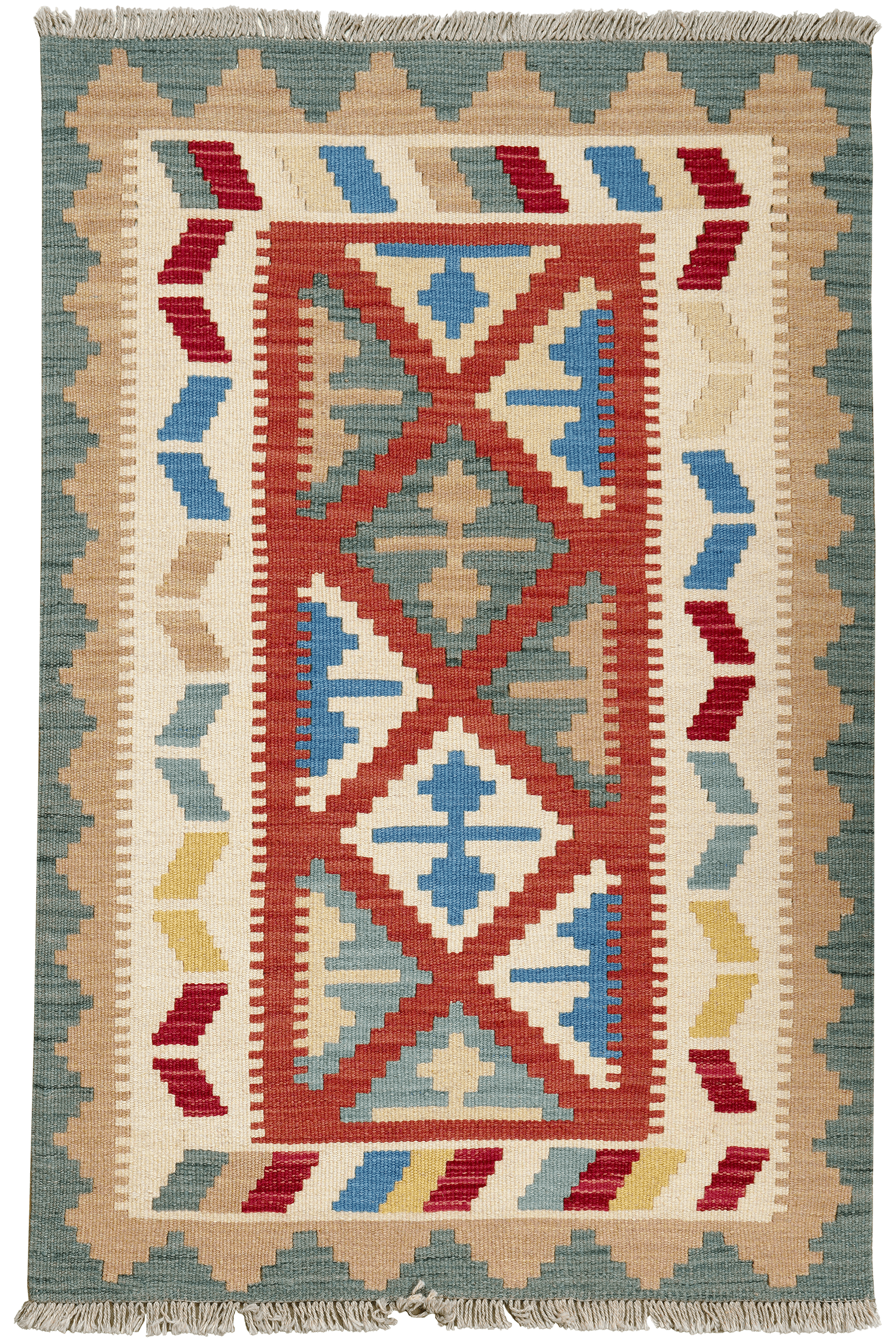 Kelim Gashgai — Handmade, 84x127 cm, Red, 100% Virgin Wool | Main view