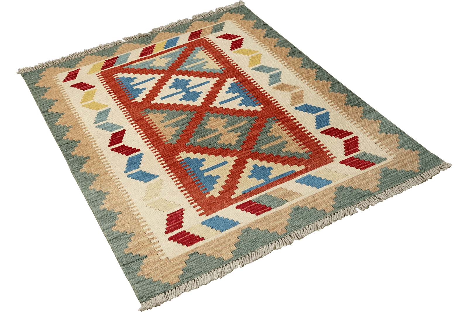 Kelim Gashgai — Handmade, 84x127 cm, Red, 100% Virgin Wool | View 4