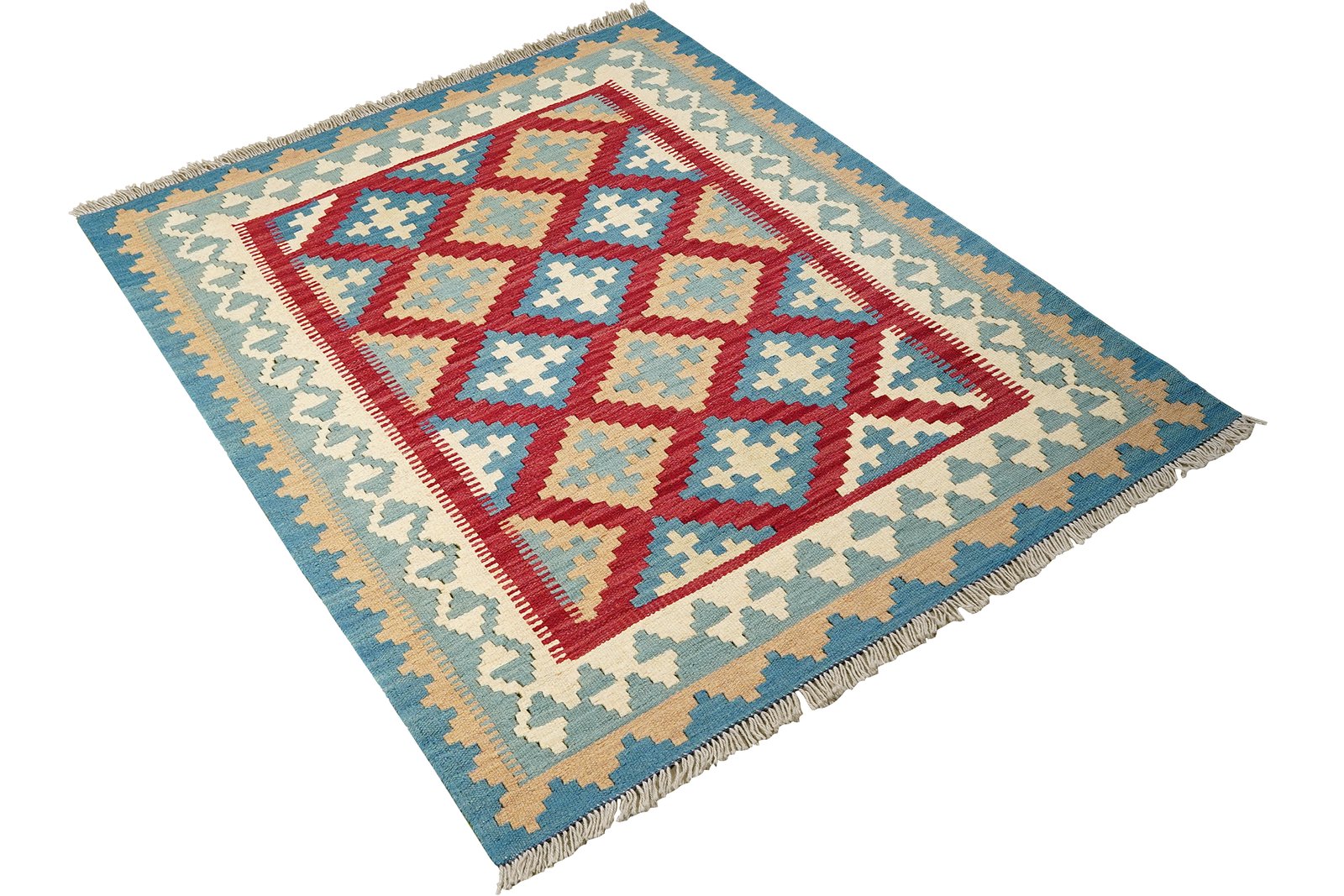 Kelim Gashgai — Handmade, 100x147 cm, Red, 100% Virgin Wool | View 4