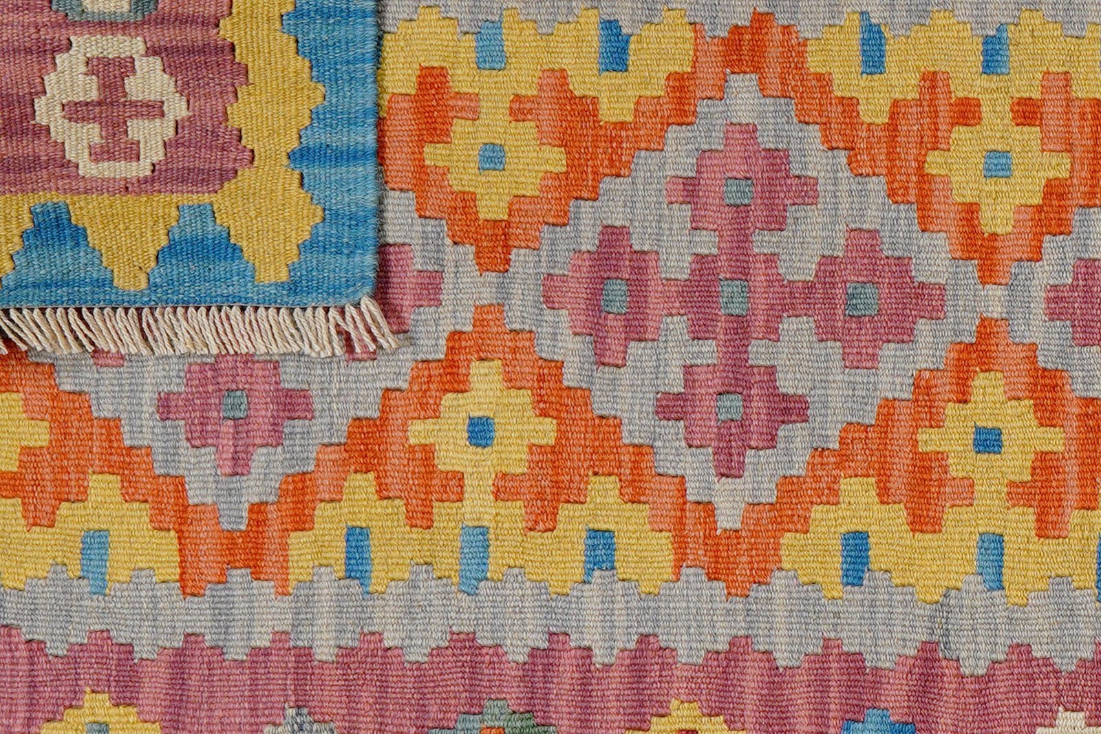 Kelim Gashgai — Handmade, 86x126 cm, Grey, 100% Virgin Wool | View 6