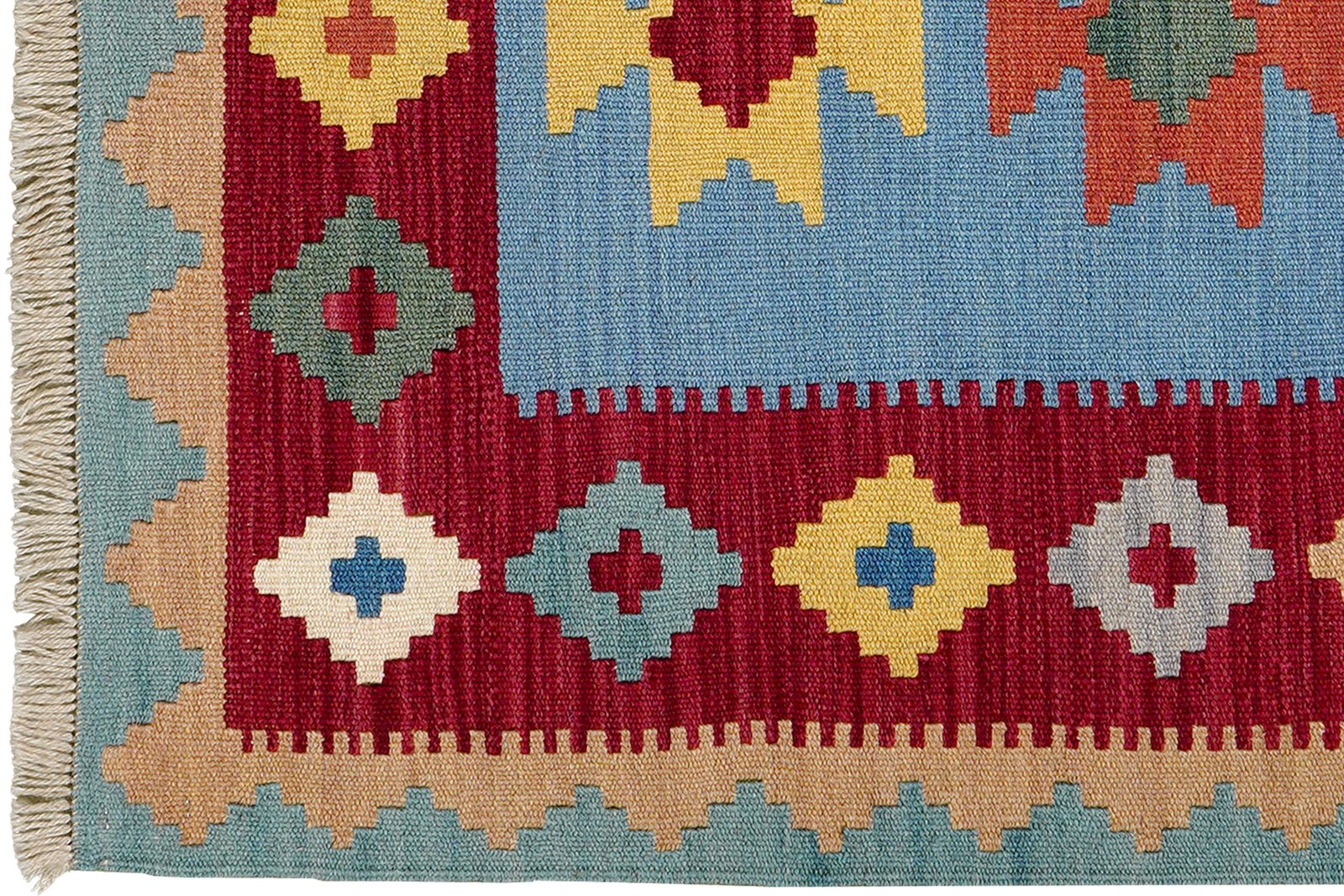 Kelim Gashgai — Handmade, 87x129 cm, Blue, 100% Virgin Wool | View 3