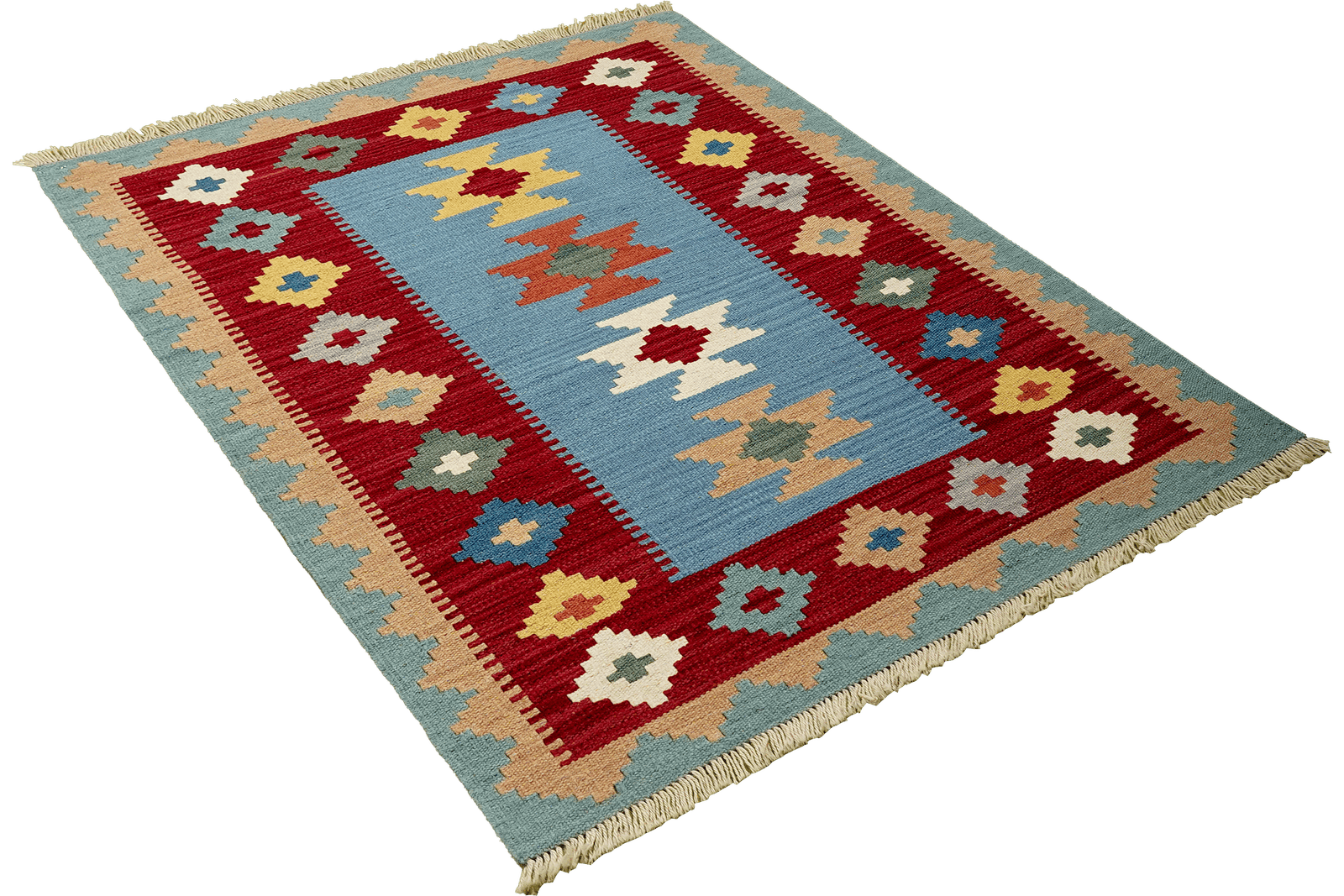 Kelim Gashgai — Handmade, 87x129 cm, Blue, 100% Virgin Wool | View 4