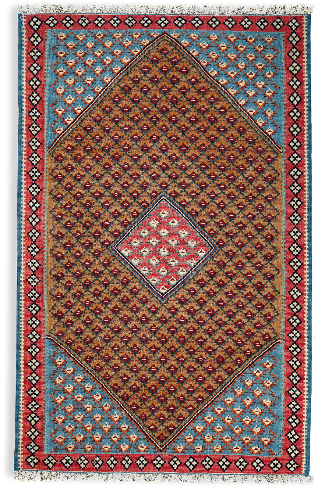 Kelim Senneh — Handmade, 100x157 cm, Brown, 100% Virgin Wool | Main view