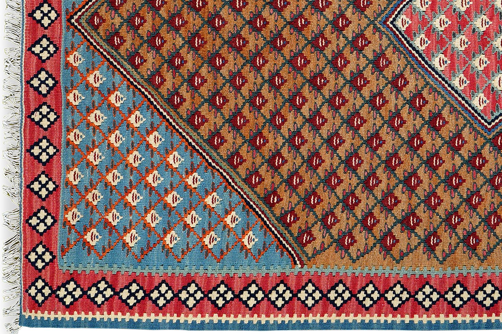Kelim Senneh — Handmade, 100x157 cm, Brown, 100% Virgin Wool | View 3