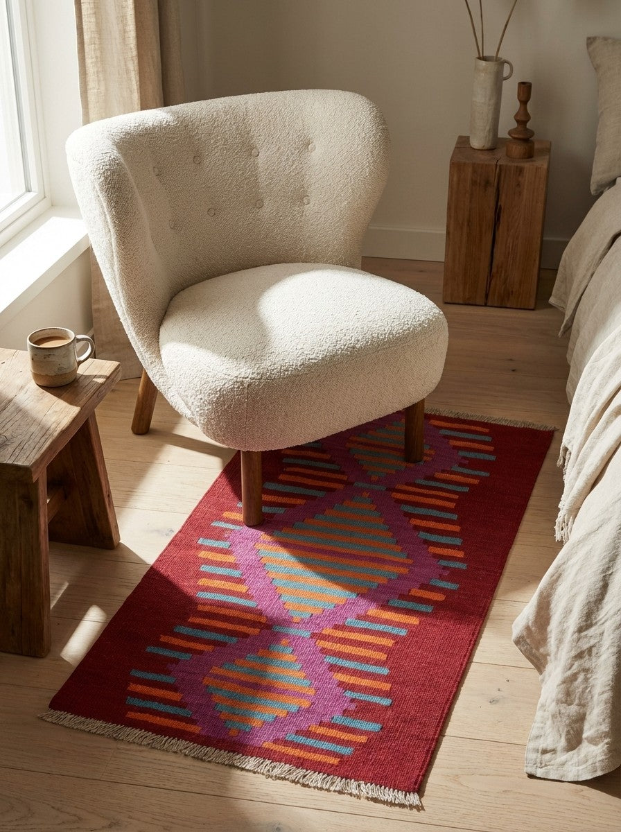 Kelim Gashgai — Handmade, 59x94 cm, Multicolor, 100% Virgin Wool | Detail view