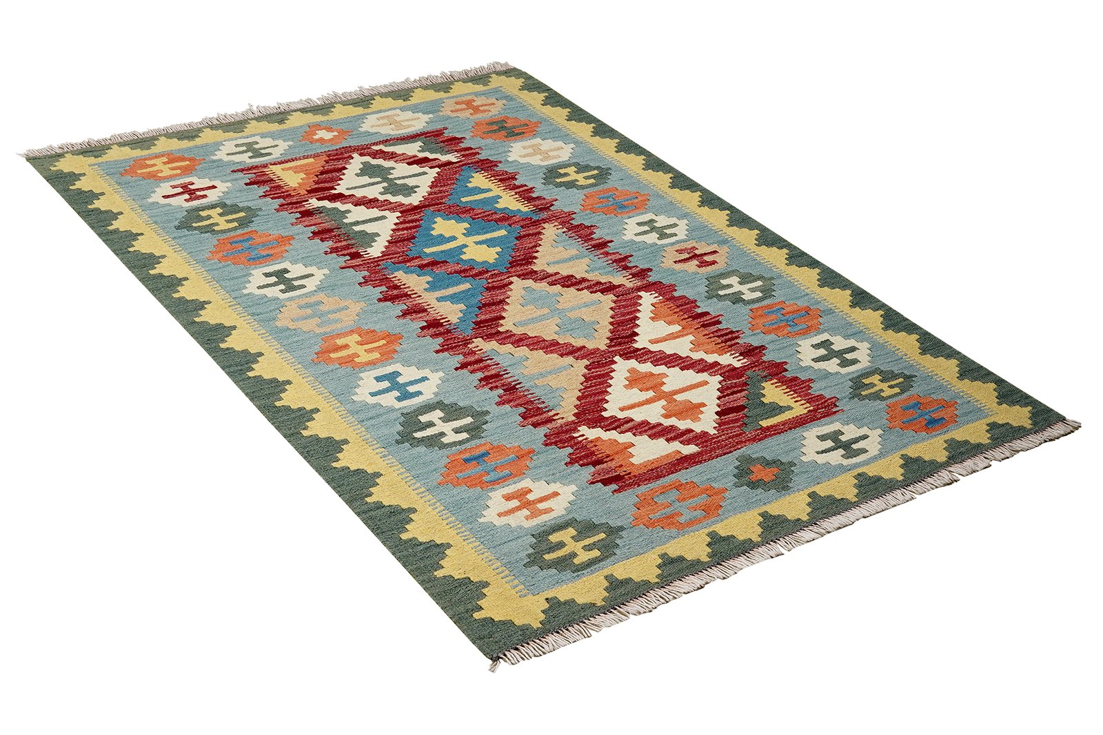 Kelim Gashgai — Handmade, 100x153 cm, Red, 100% Virgin Wool | View 4