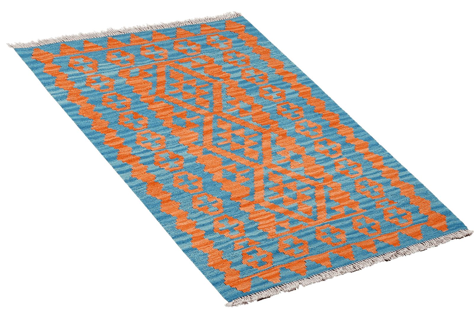 Kelim Gashgai — Handmade, 89x127 cm, Orange, 100% Virgin Wool | View 4