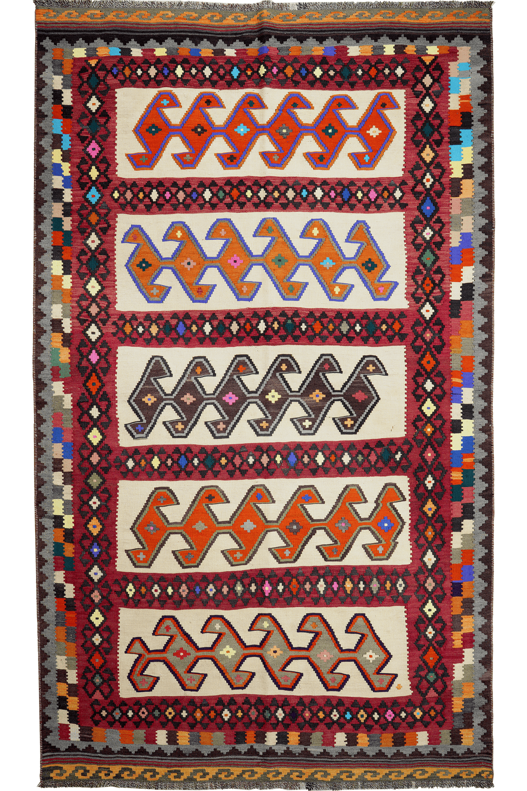Kelim Gashgai Old — Handmade, 149x259 cm, Multicolor, 100% Virgin Wool | Main view