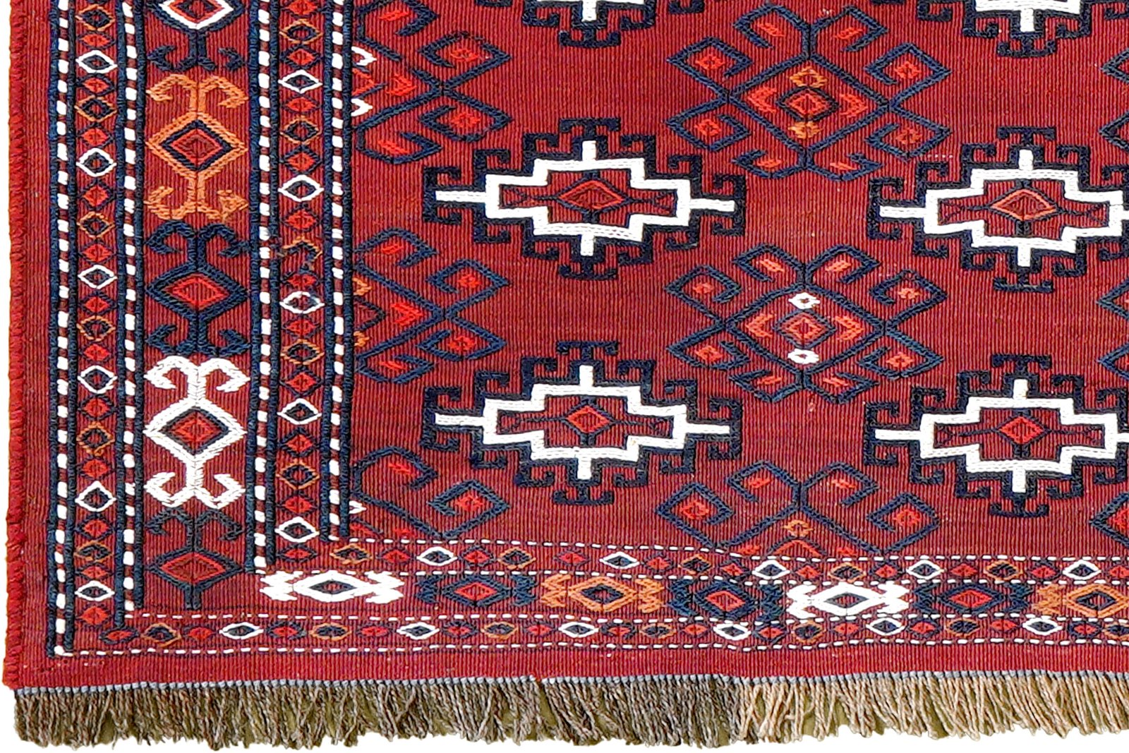 Kelim Turkman — Handmade, 103x52 cm, Red, 100% Virgin Wool | View 3