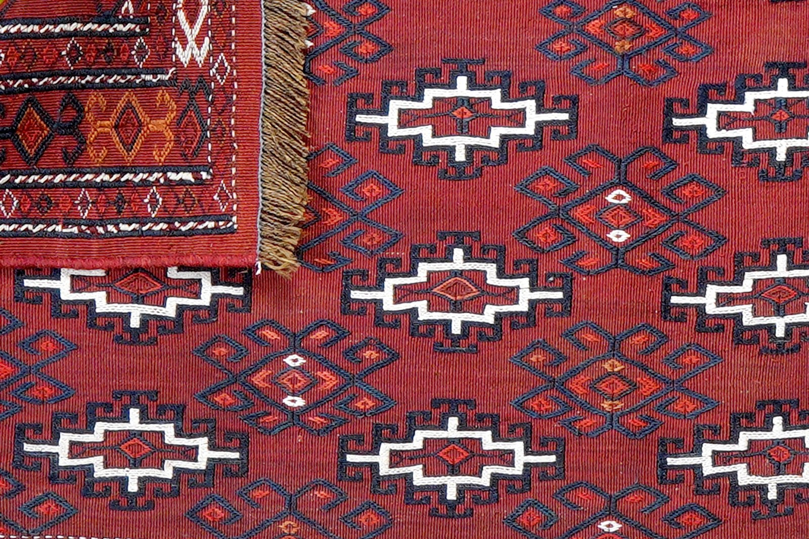 Kelim Turkman — Handmade, 103x52 cm, Red, 100% Virgin Wool | View 6