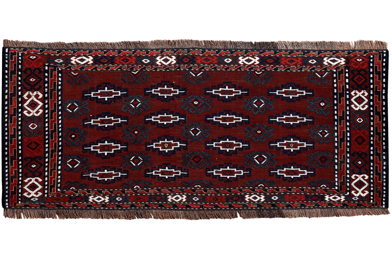Kelim Turkman — Handmade, 112x46 cm, Brown, 100% Virgin Wool | Main view