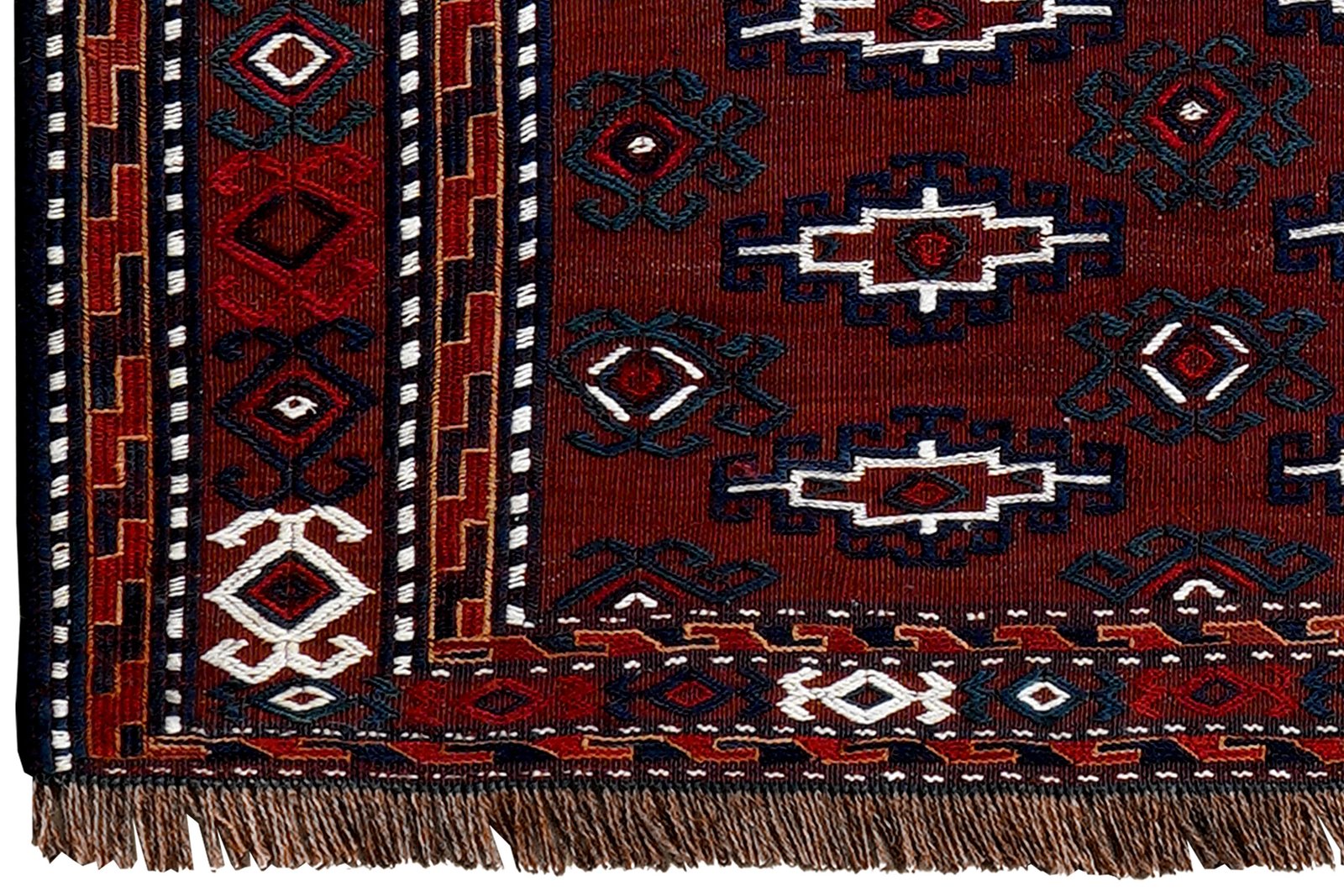 Kelim Turkman — Handmade, 112x46 cm, Brown, 100% Virgin Wool | View 3
