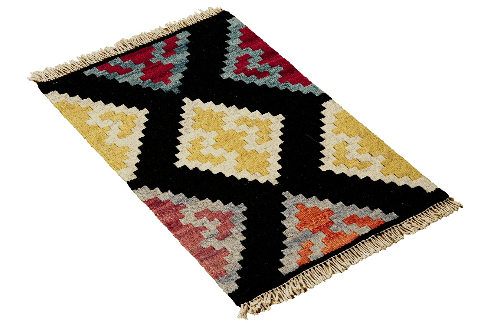 Kelim Gashgai — Handmade, 42x59 cm, Black, 100% Virgin Wool | View 4