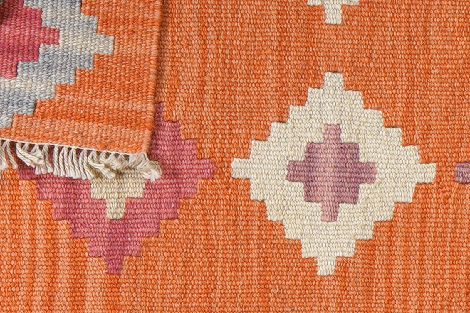 Kelim Gashgai — Handmade, 62x89 cm, Orange, 100% Virgin Wool | View 6