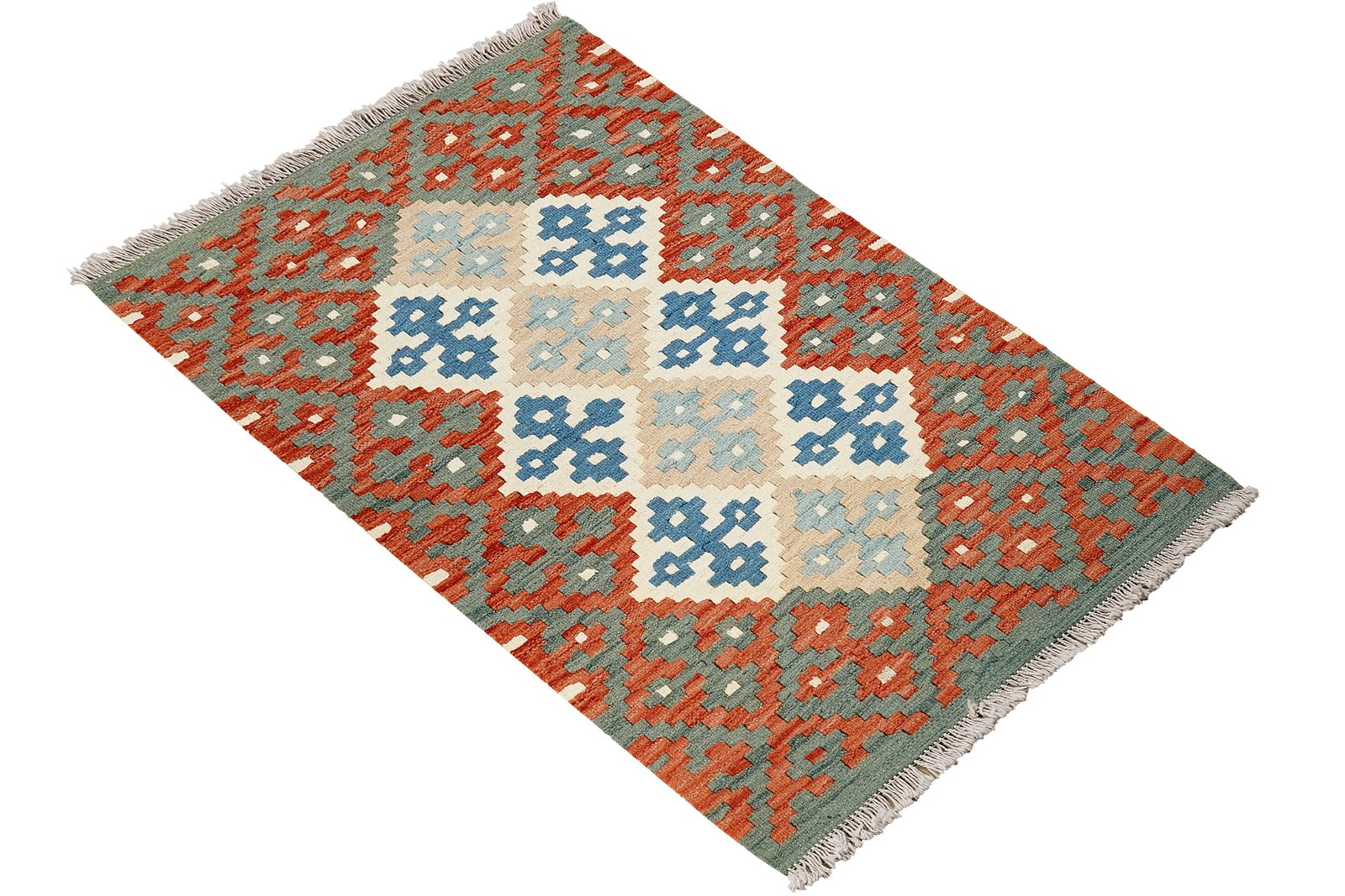 Kelim Gashgai — Handmade, 87x123 cm, Beige, 100% Virgin Wool | View 4