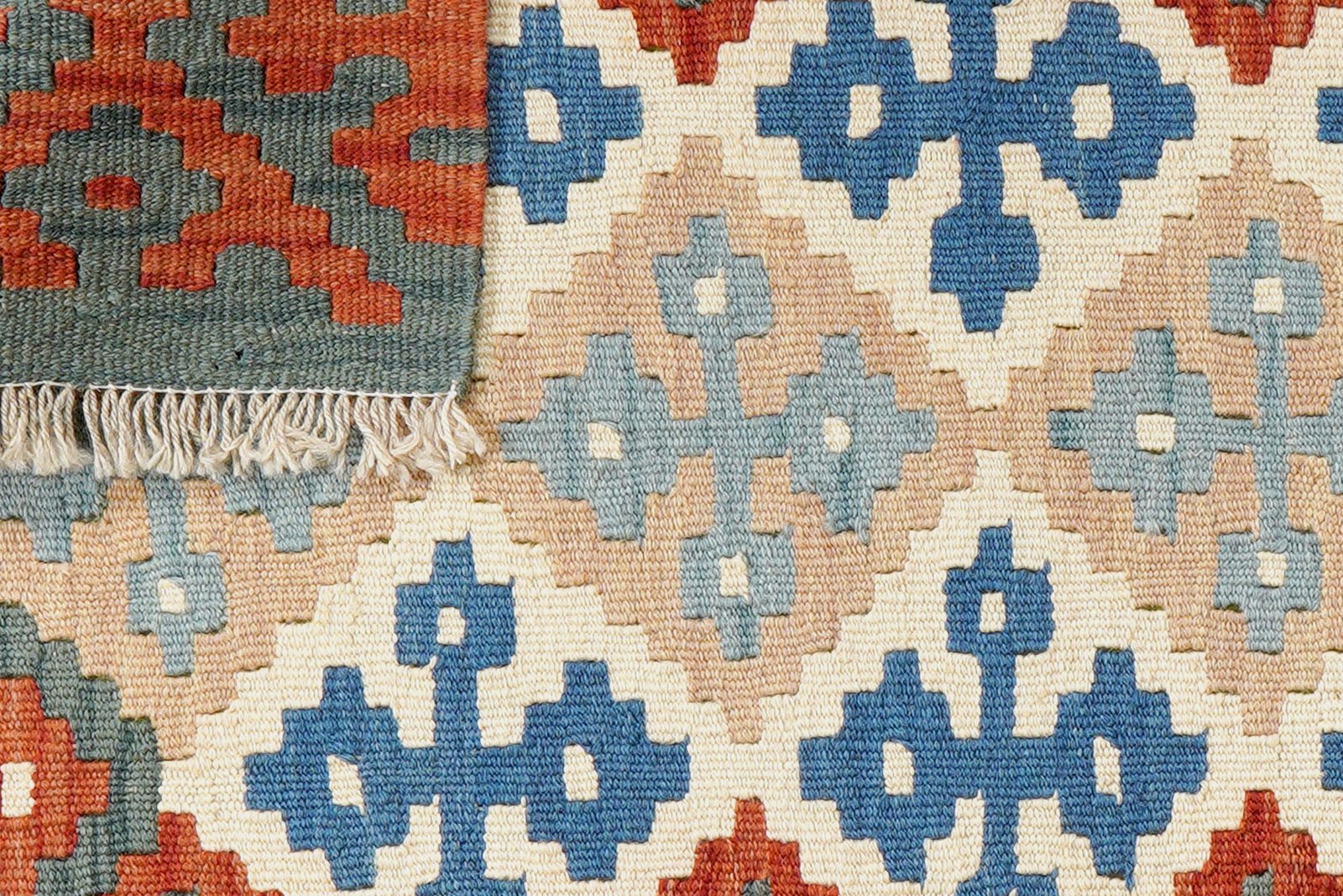Kelim Gashgai — Handmade, 87x123 cm, Beige, 100% Virgin Wool | View 6