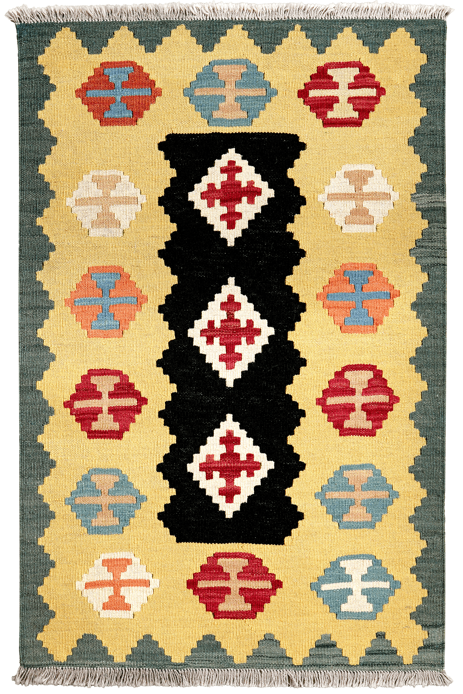 Kelim Gashgai — Handmade, 81x127 cm, Black, 100% Virgin Wool | Main view