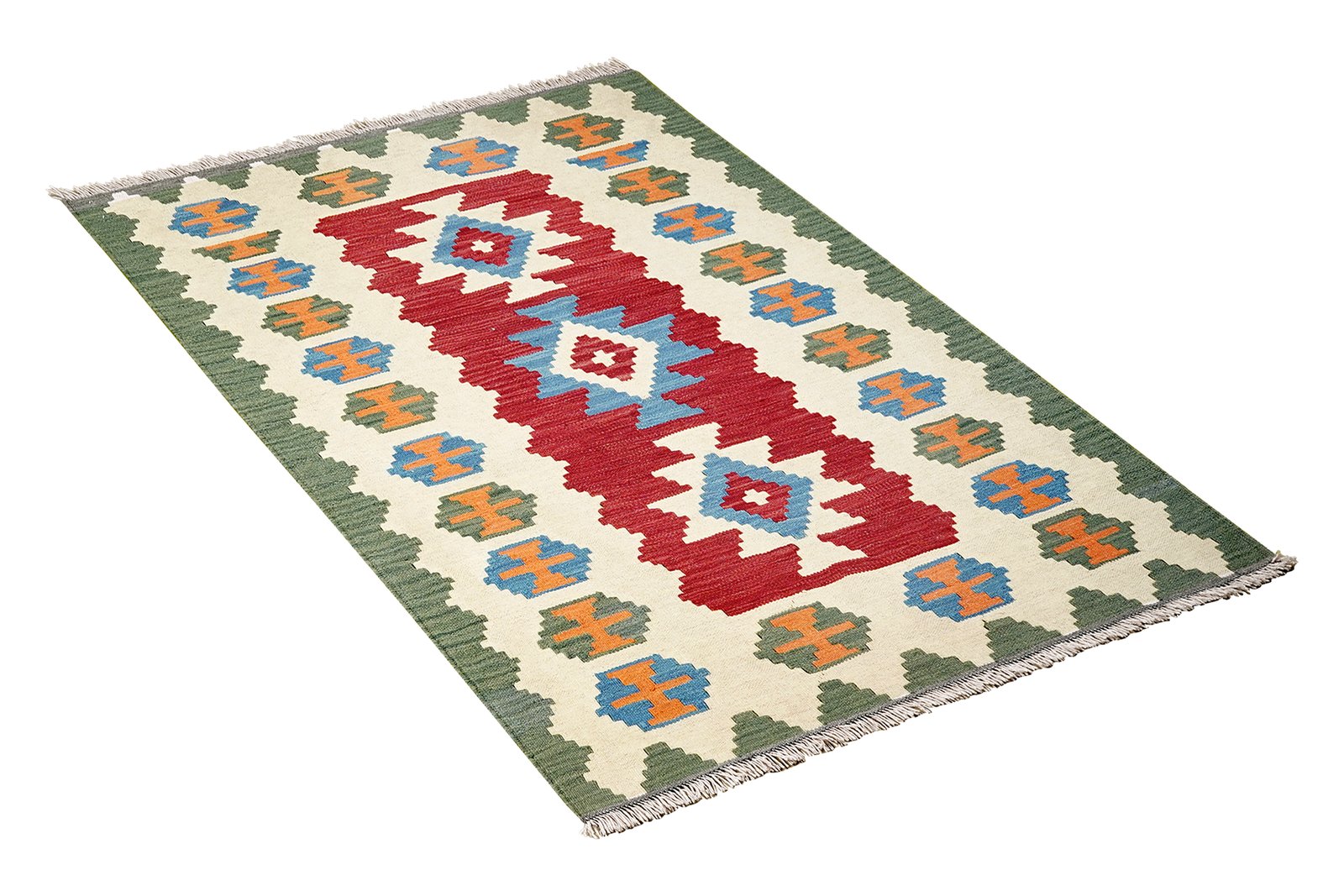 Kelim Gashgai — Handmade, 105x150 cm, Red, 100% Virgin Wool | View 4